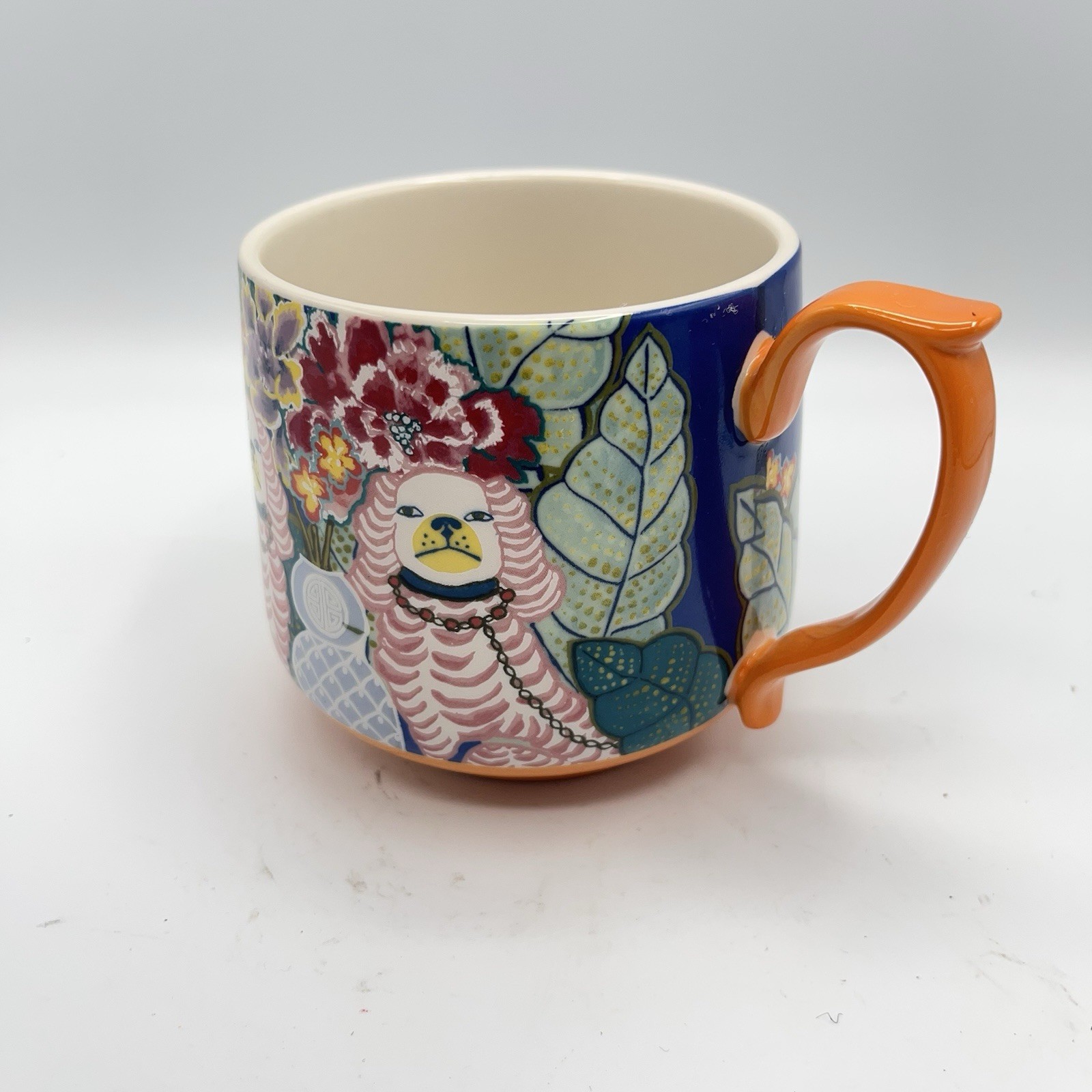 Anthropologie Paige Gemmel Animals Staffordshire Dog Coffee Tea Mug Floral Art