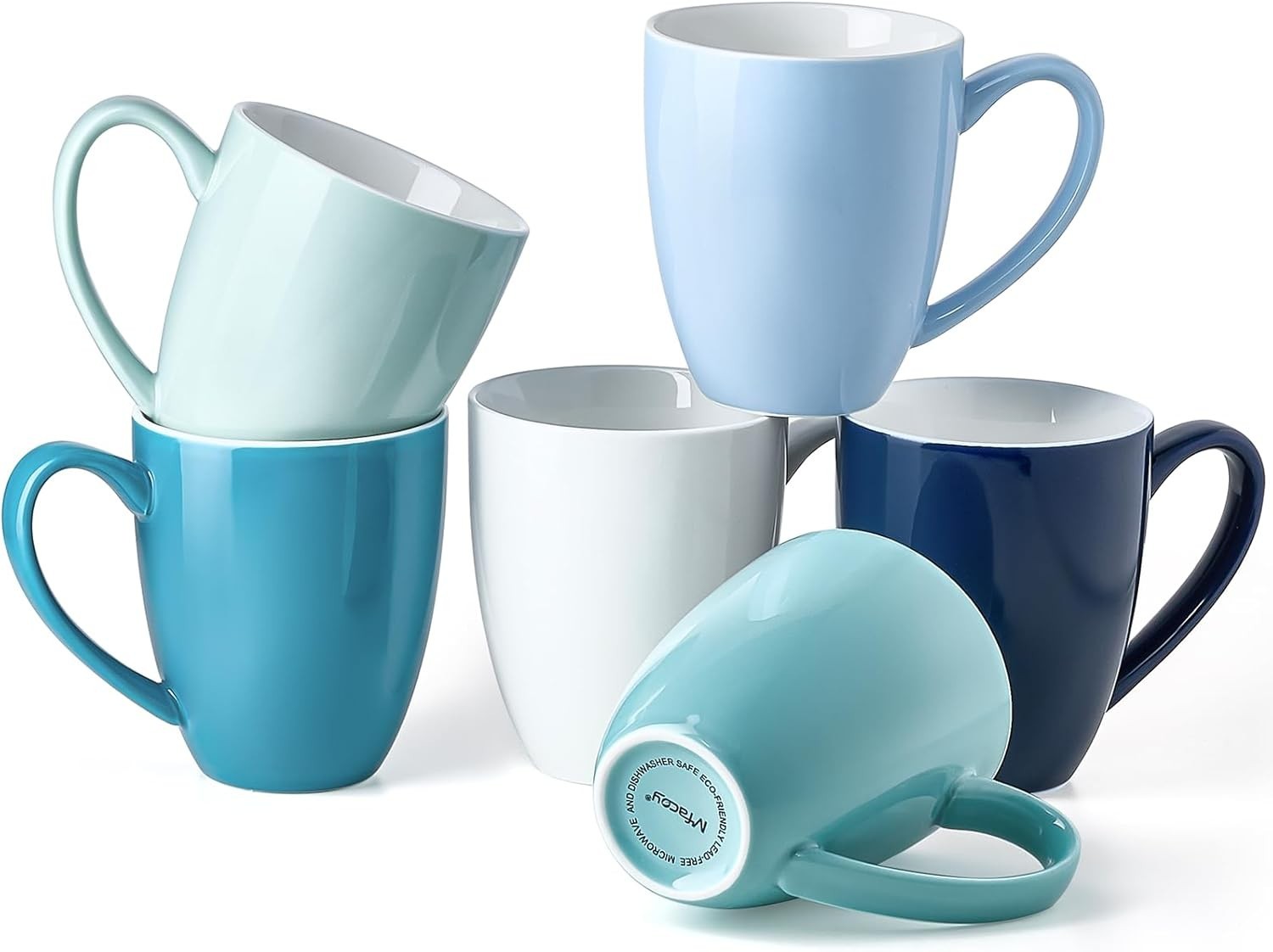 Porcelain Coffee Mugs Set of 6, 13 Ounce Coffee Cups with Handle, Ceramic Tea…