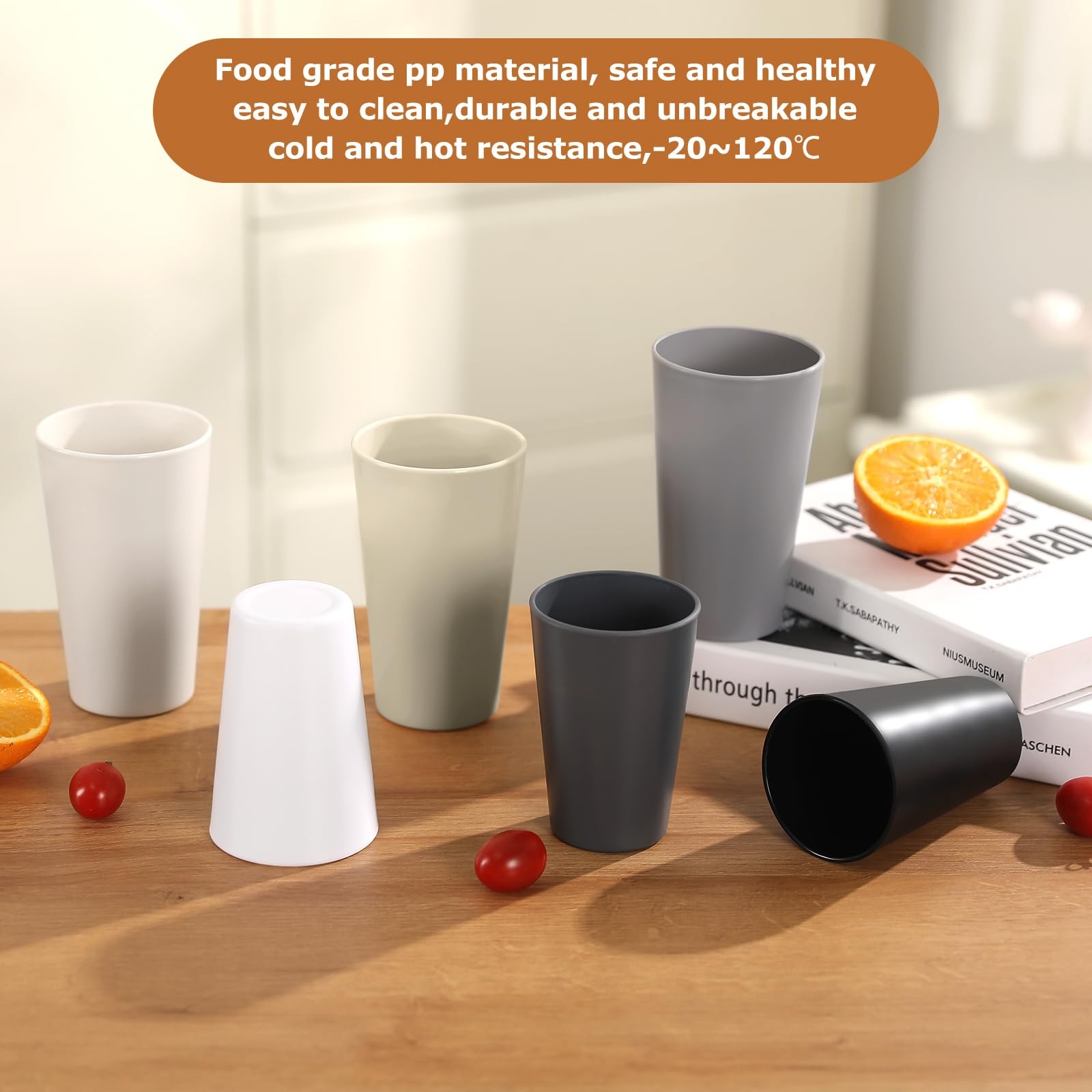 Plastic Cups Set 24 Pcs, 12×14 Oz & 12×20 Oz, BPA-free, Stackable Tumblers