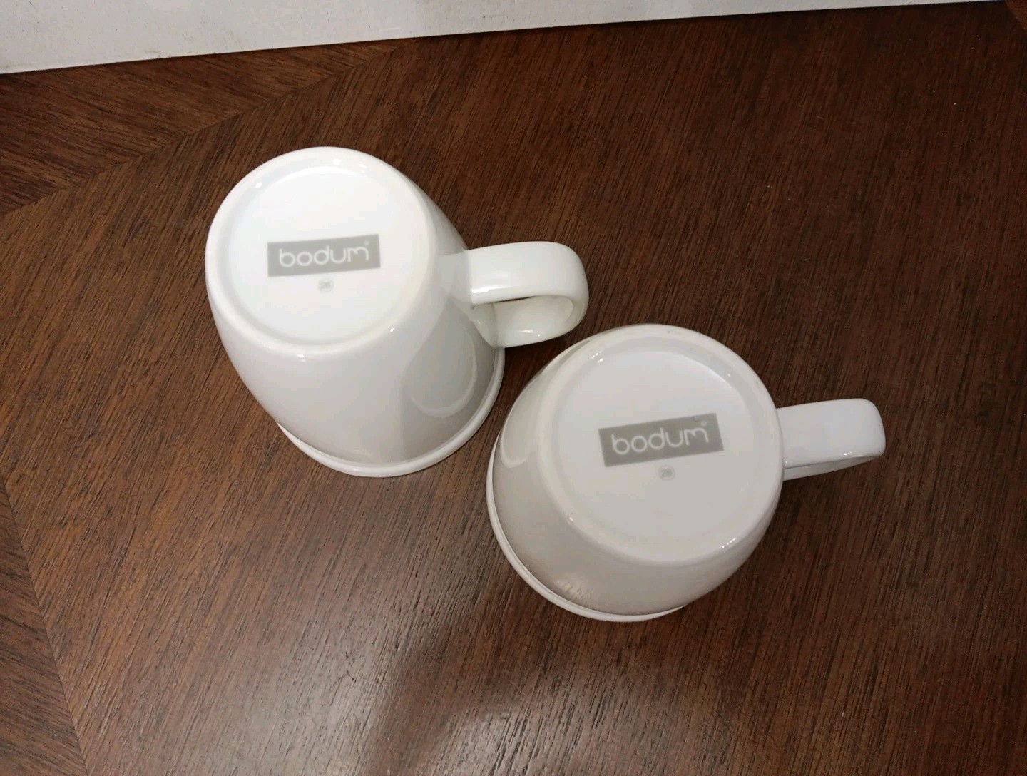 Set of 2 Discontinued White Ceramic 4 Inch Bodum Corona Coffee Mugs Cups 10 Oz