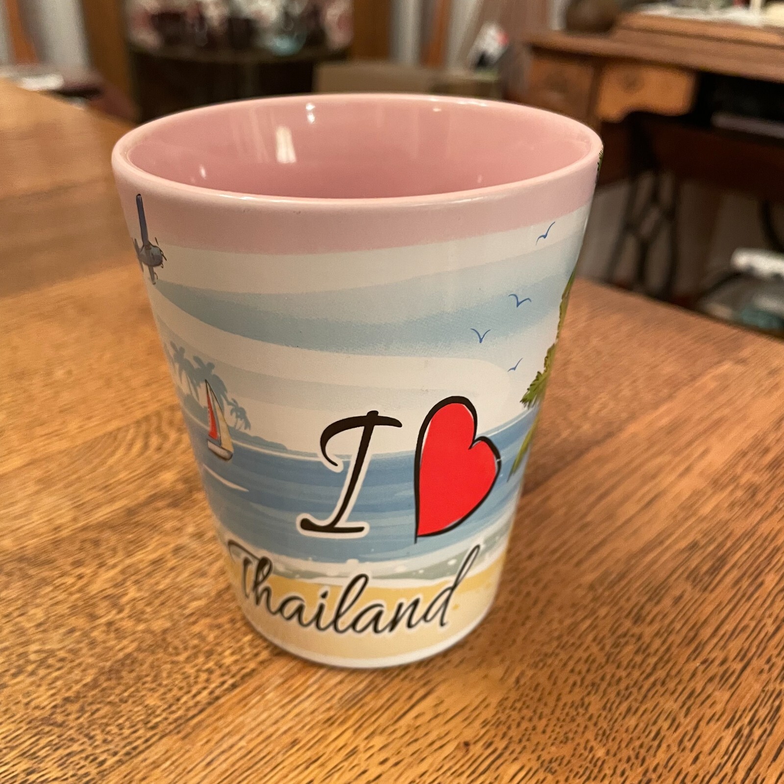 I Love Thailand Themed Souvenir Coffee Cup Mug No Spoon