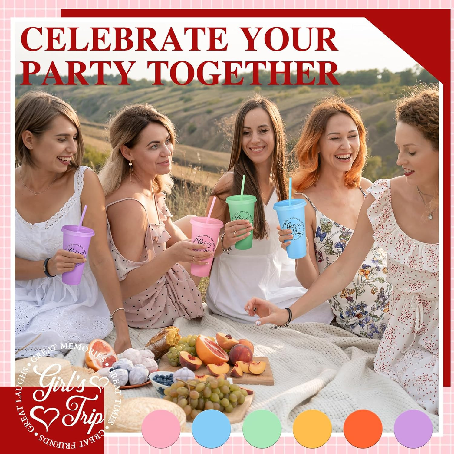 6 Set Girls Trip Gifts Favors Weekend Gifts 2026 for Girls Women Trip Cup with L