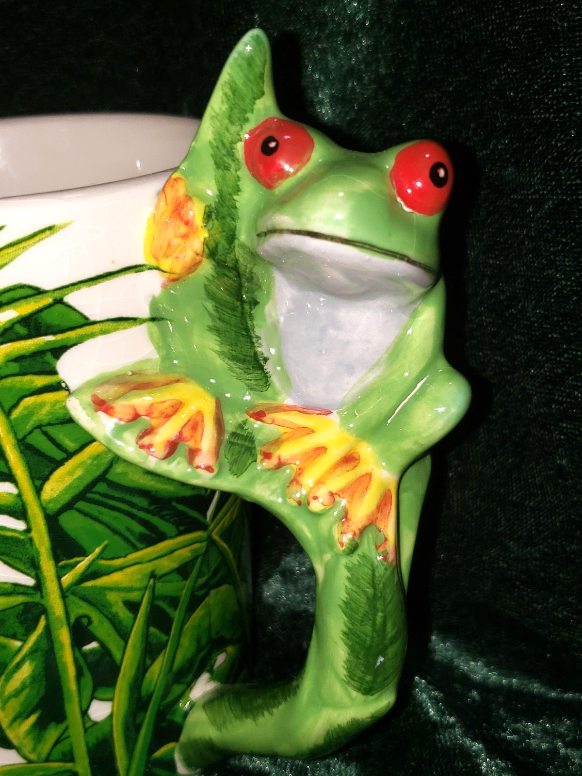 Vintage Ceramic Tree Frog Handled Coffee Mugs Set Of 2