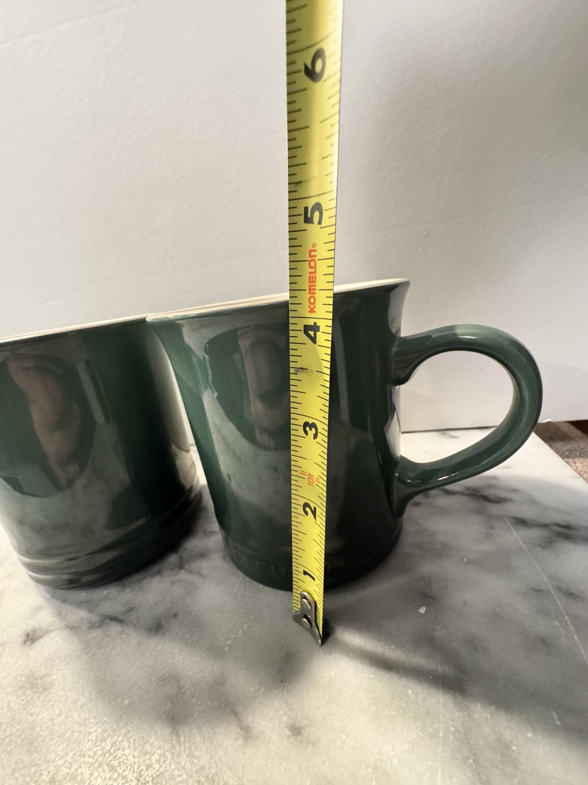 Le Creuset Mugs Set of 2 Coffee Mugs 14oz each Green Color