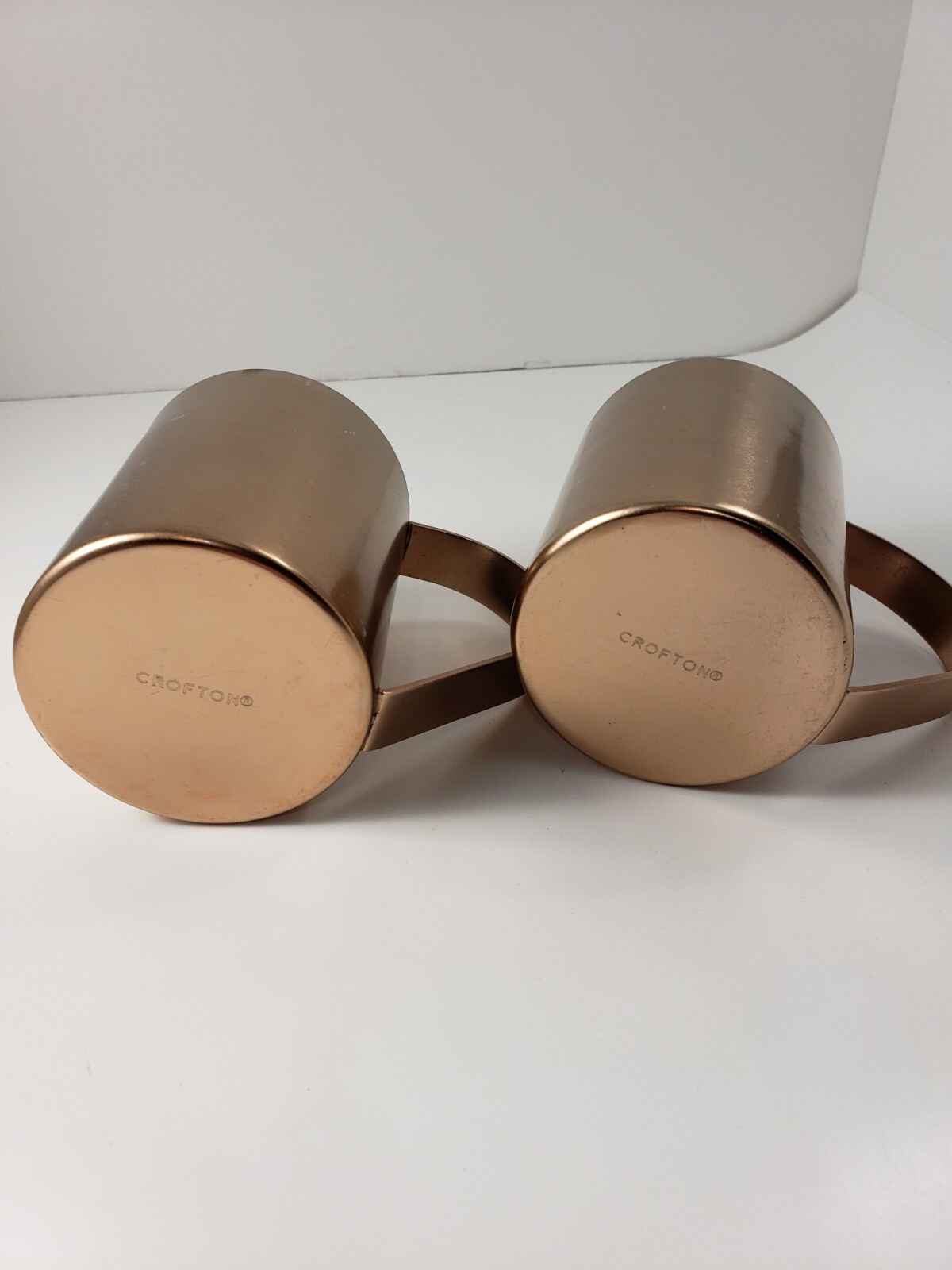 Crofton Mug Moscow Mule Set of 2 Smooth Brass Looking Metal 16oz Barware