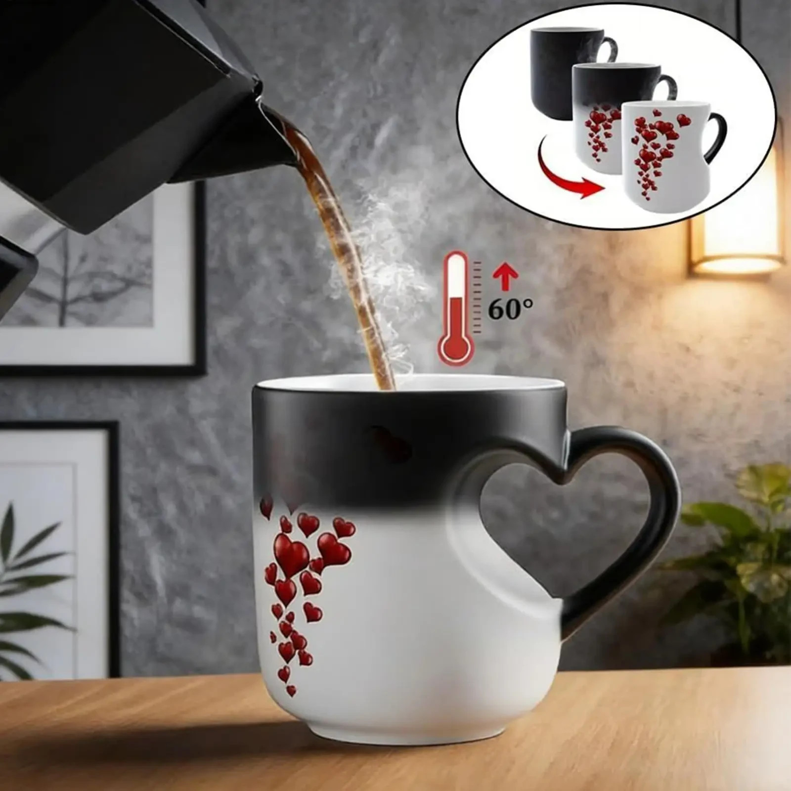 Heart Color Changing Ceramic Coffee Mug Heat Sensitive Cup Buy 3 Get 1 Free