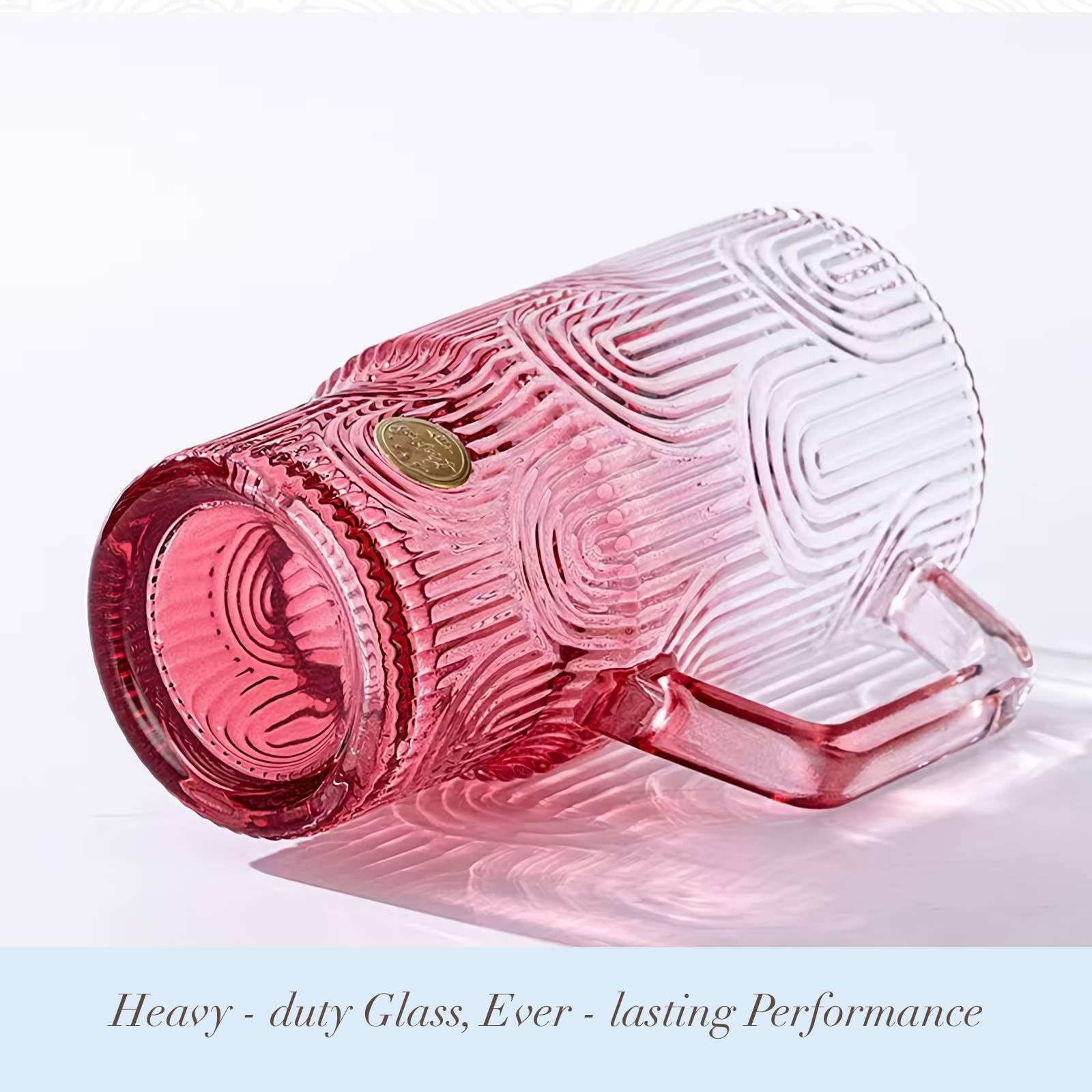 20 oz Pink Glass Tumbler with Handle, Lid, Straw and Cover, Dishwasher Safe C…
