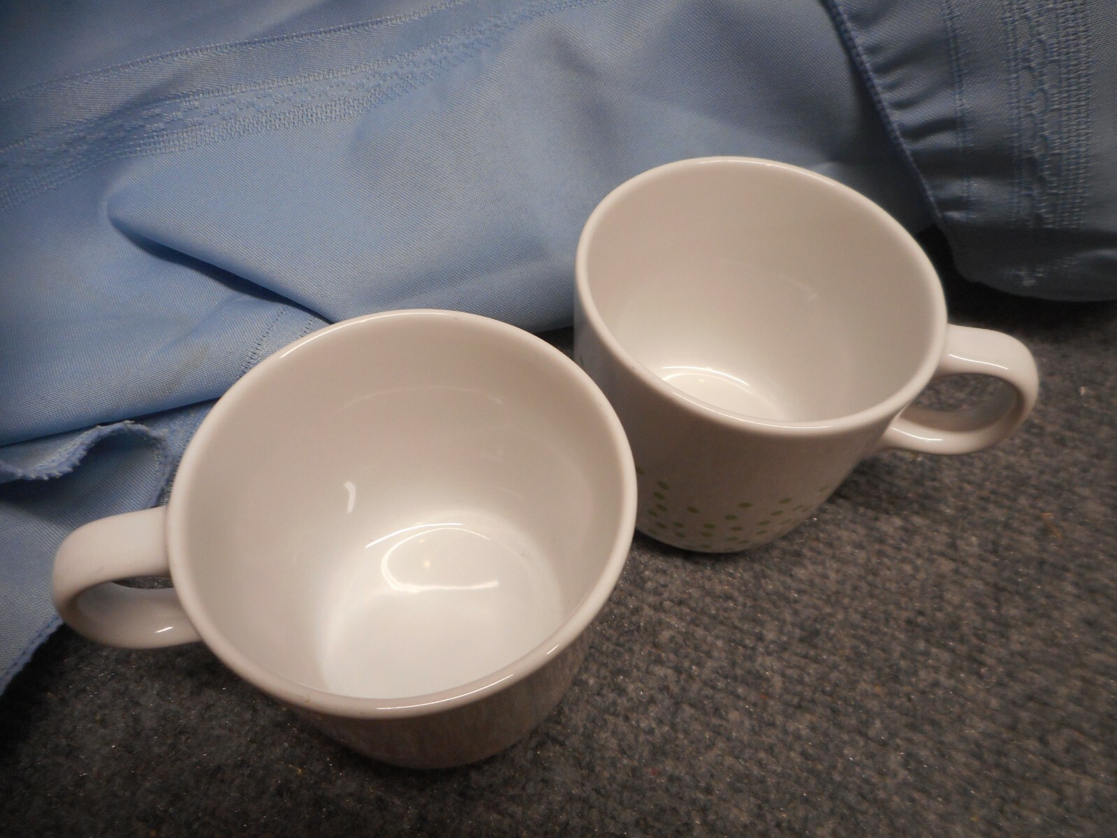 Ikea Pink Green Polka Dot Coffee Mug Tea Cup 8 fl oz X2