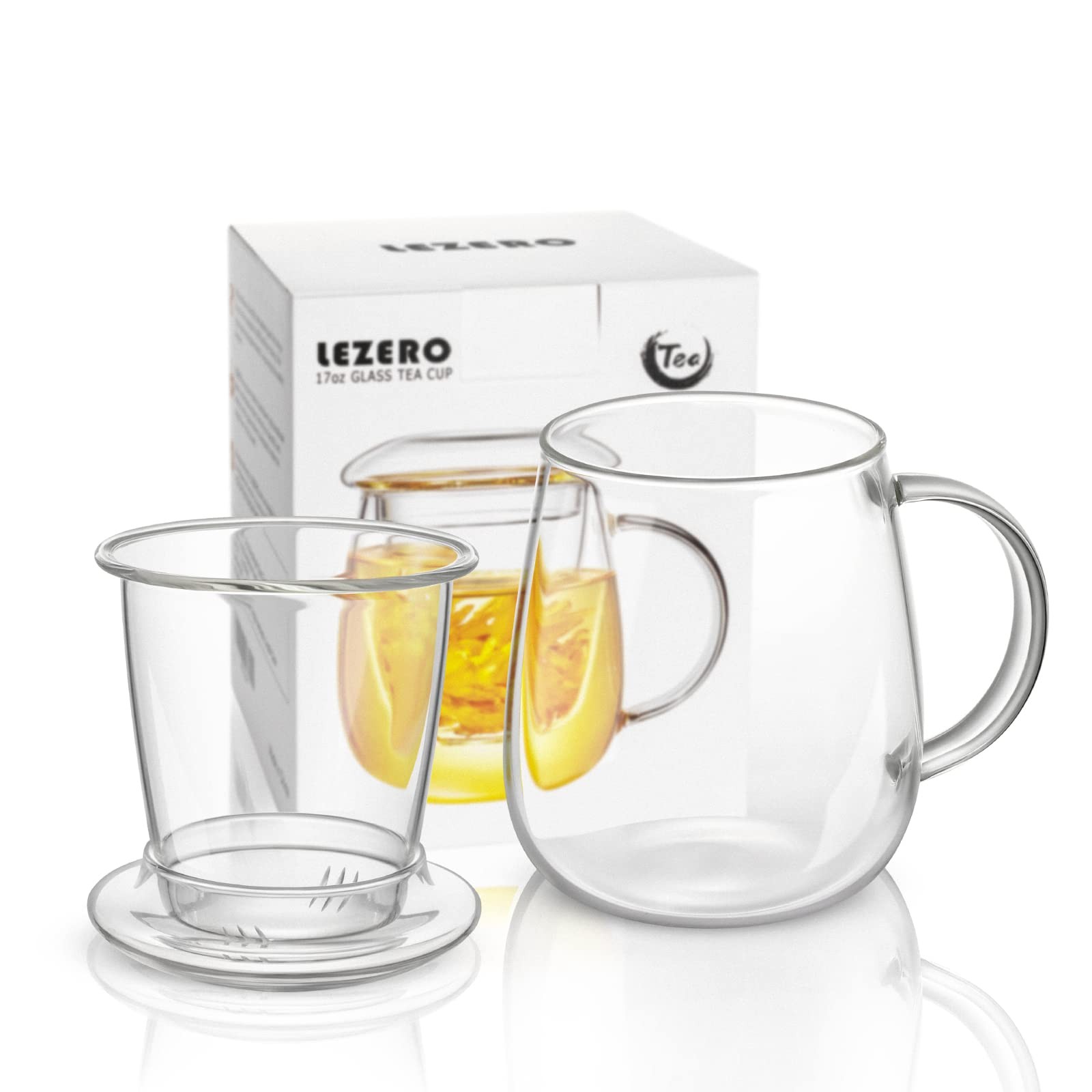 Glass Tea Cup with Strainer and Lid Gift Kit, Borosilicate Infuser Mugs with …