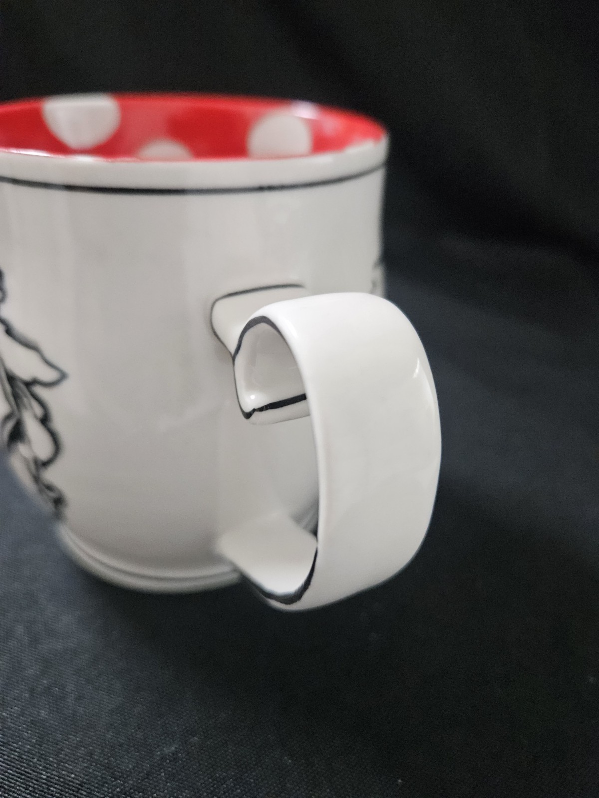 Anthropologie Molly Hatch “Something Good” Mug Cup Red Polka Dot Interior