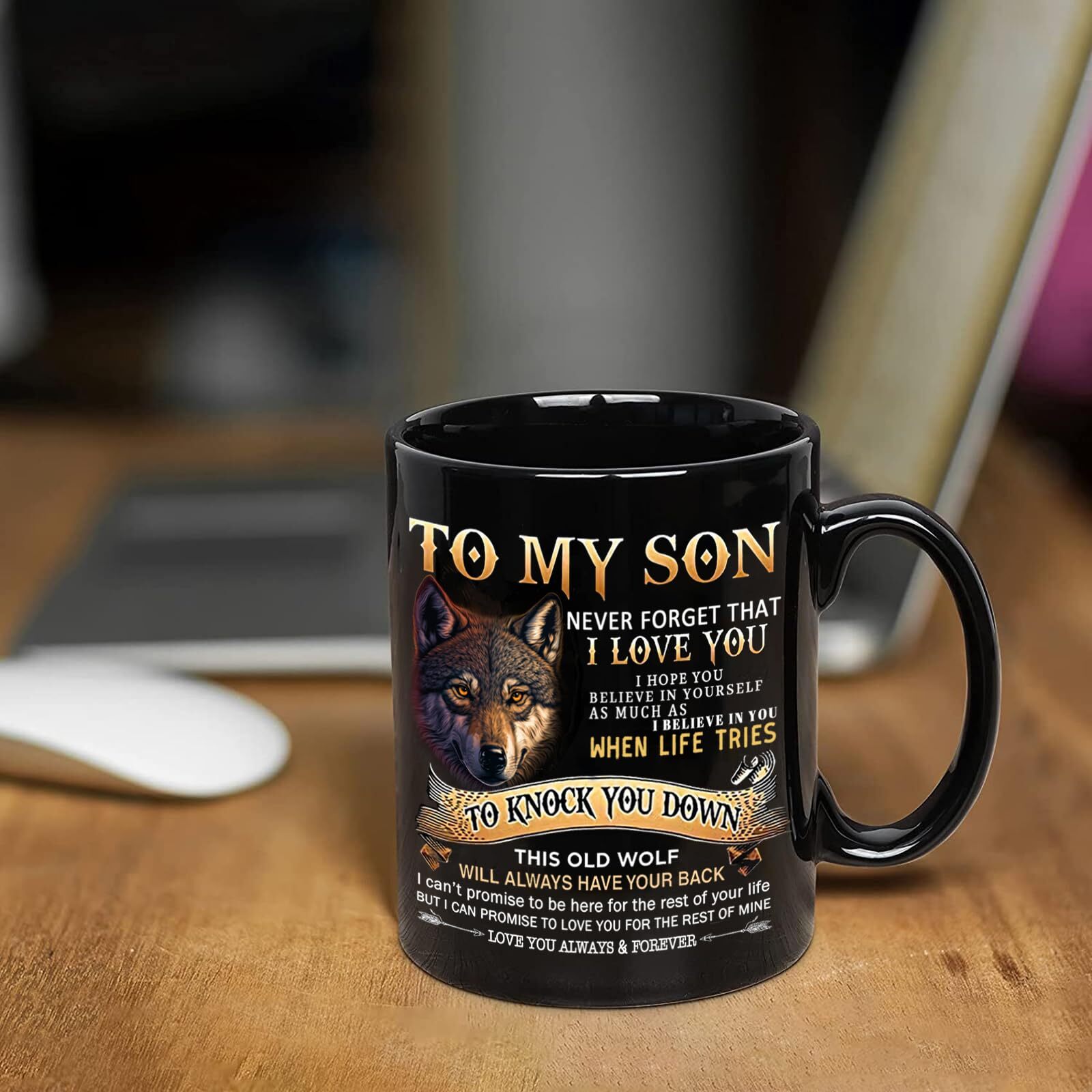 Christmas Gifts For Son Mug 11 Oz To My Son Gifts Wolf Mug From Mom Dad Son Birt