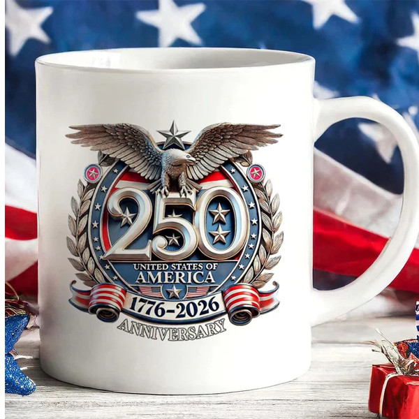 America 250 Years Semiquincentennial Mug, Patriotic USA 1776–2026 Coffee Mug