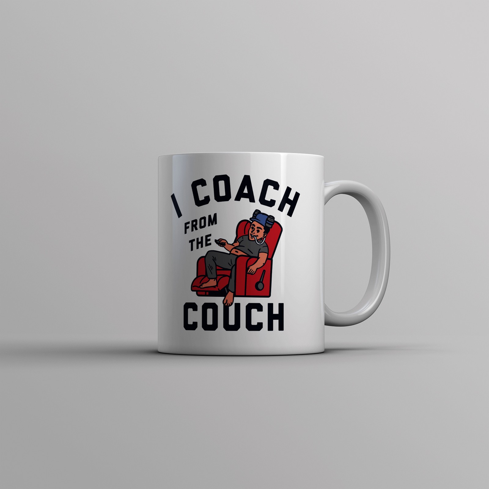 I Coach From The Couch Mug Funny Lazy Sports Fan Joke Cup