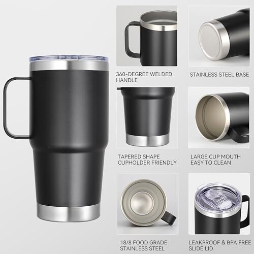 Travel Coffee Mug 20oz, Insulated Coffee Cup with Lid and Handle