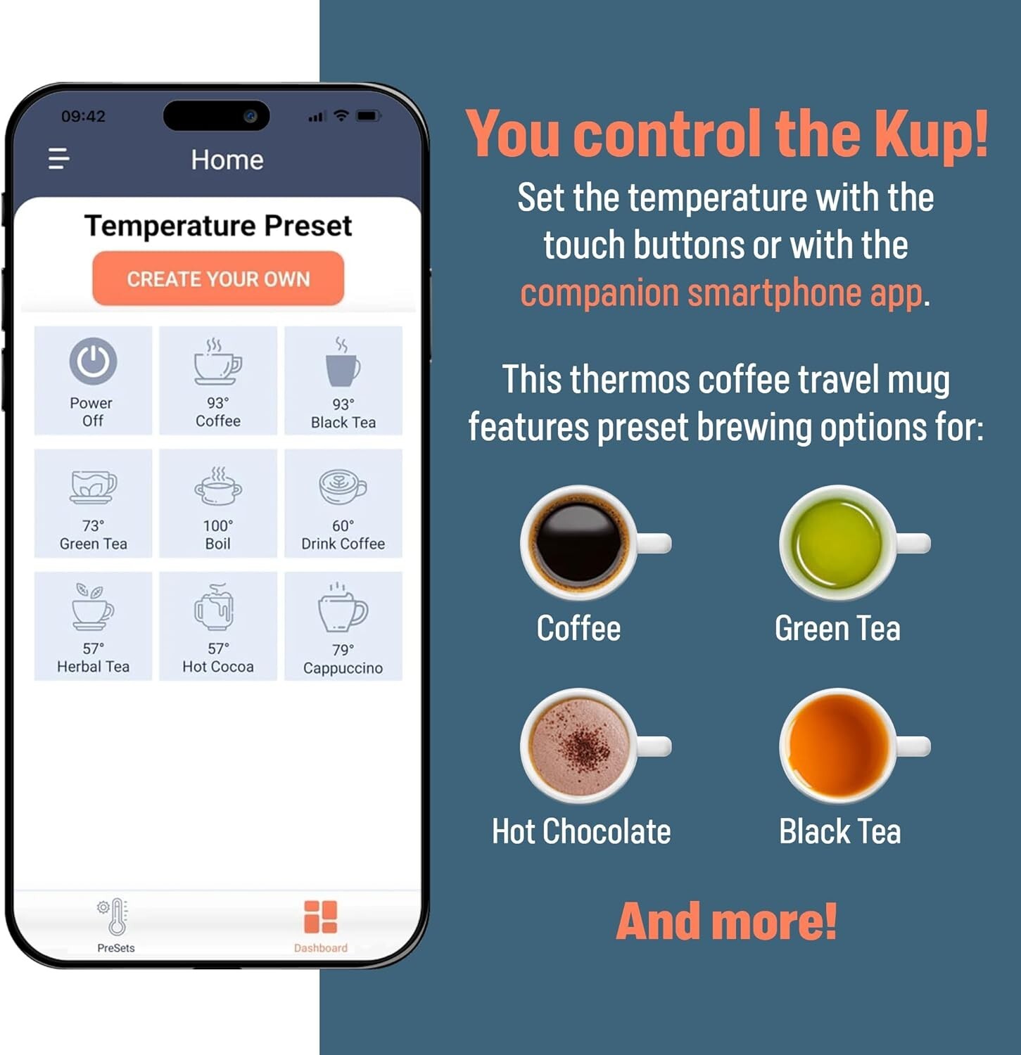 HOT KUP Heated Coffee Mug 14oz Temperature Controlled Smart Cup Red