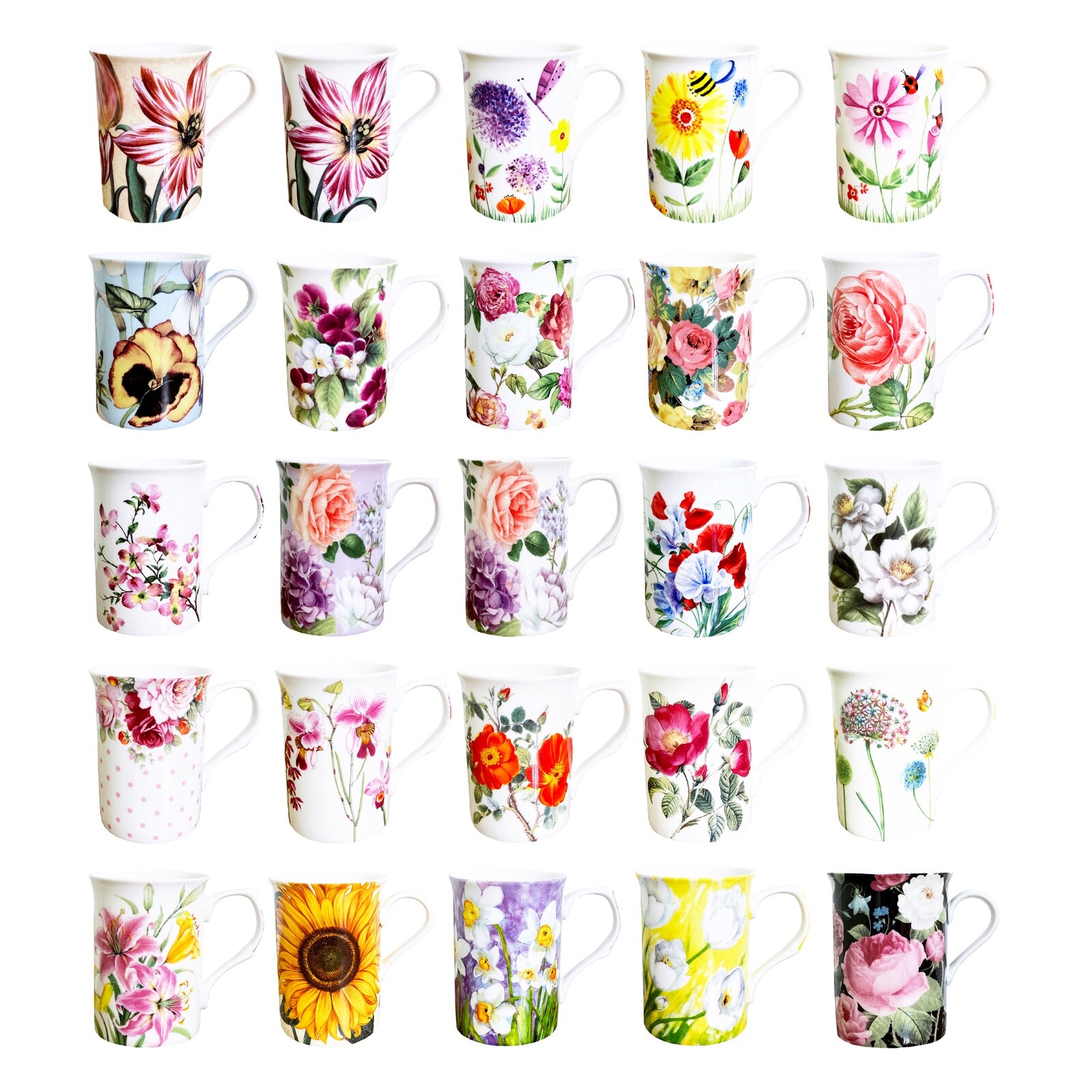 Flower Coffee Cup Mug Stechcol Gracie Bone China 10 oz Garden Colorful Floral
