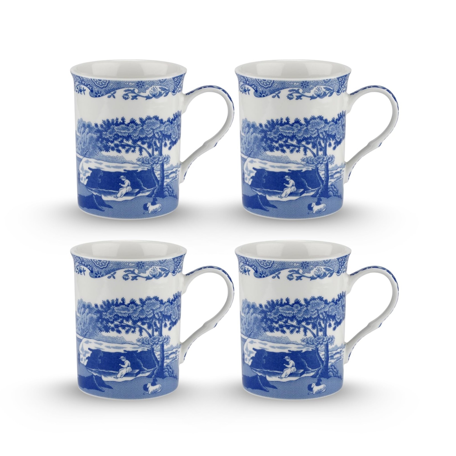 Spode Blue Italian Large Mugs | Set of 4 | 340ml / 12ounces | Cup for Coffee,…
