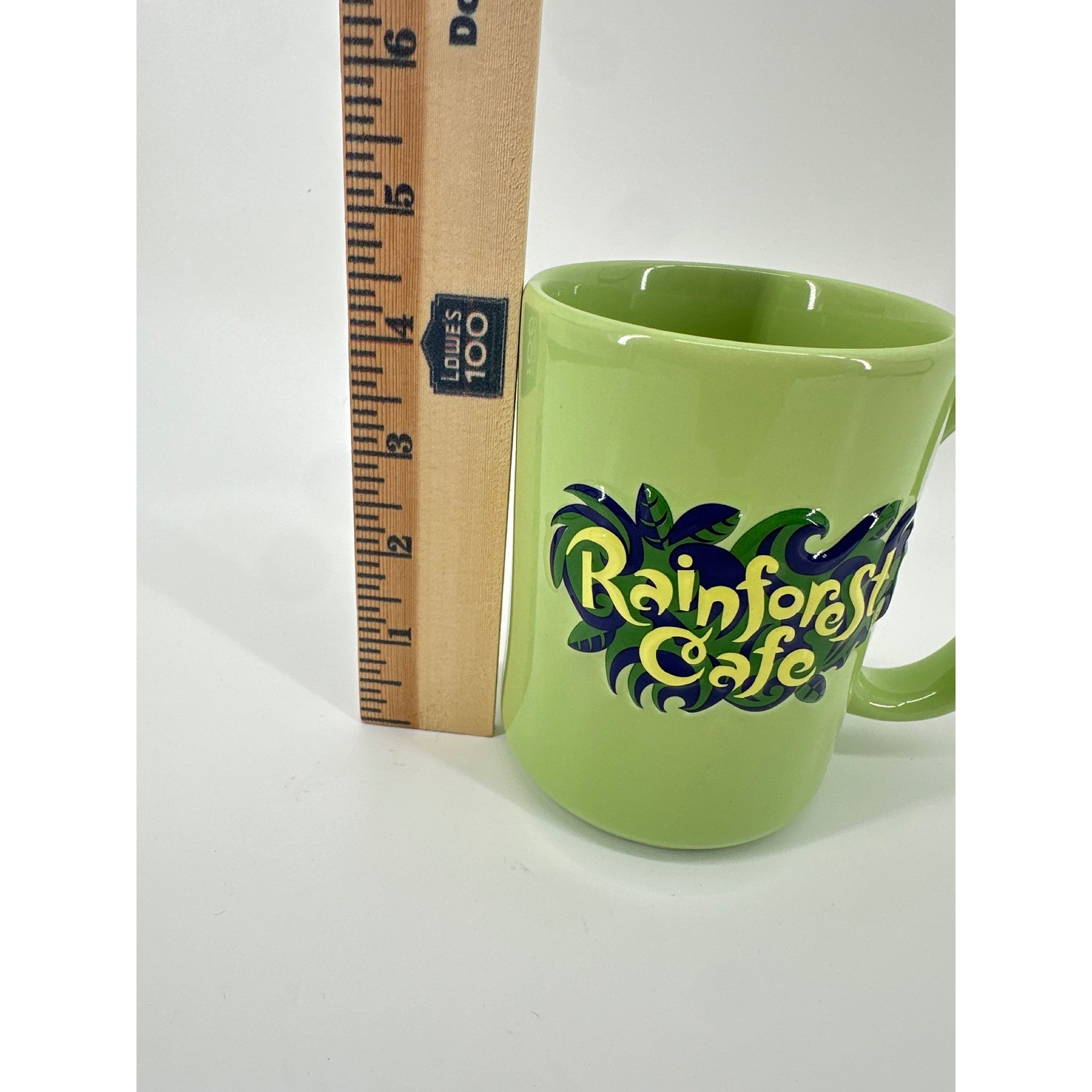 Rainforest Cafe Coffee Mug Lime Green Wild Bunch Animals Souvenir Ceramic Cup