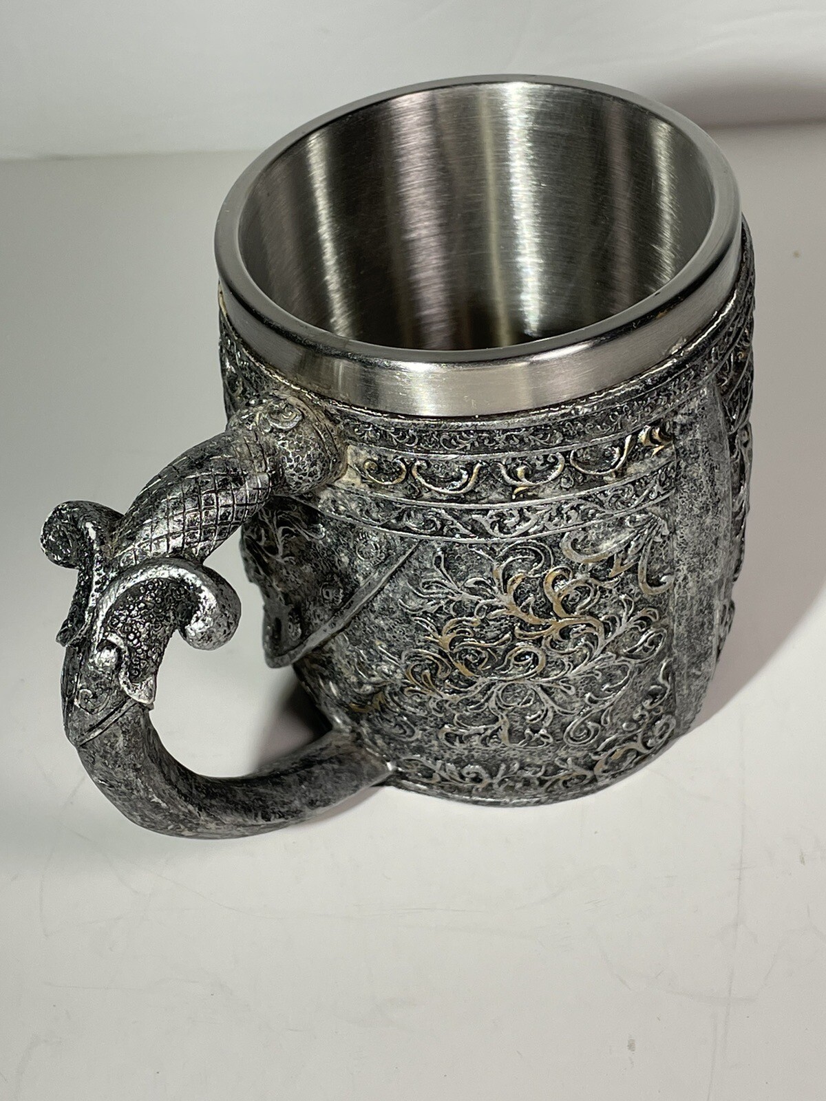 Stainless Steel Skull Coffee Mug Medieval Style Drinking Cup Viking Armor 4″