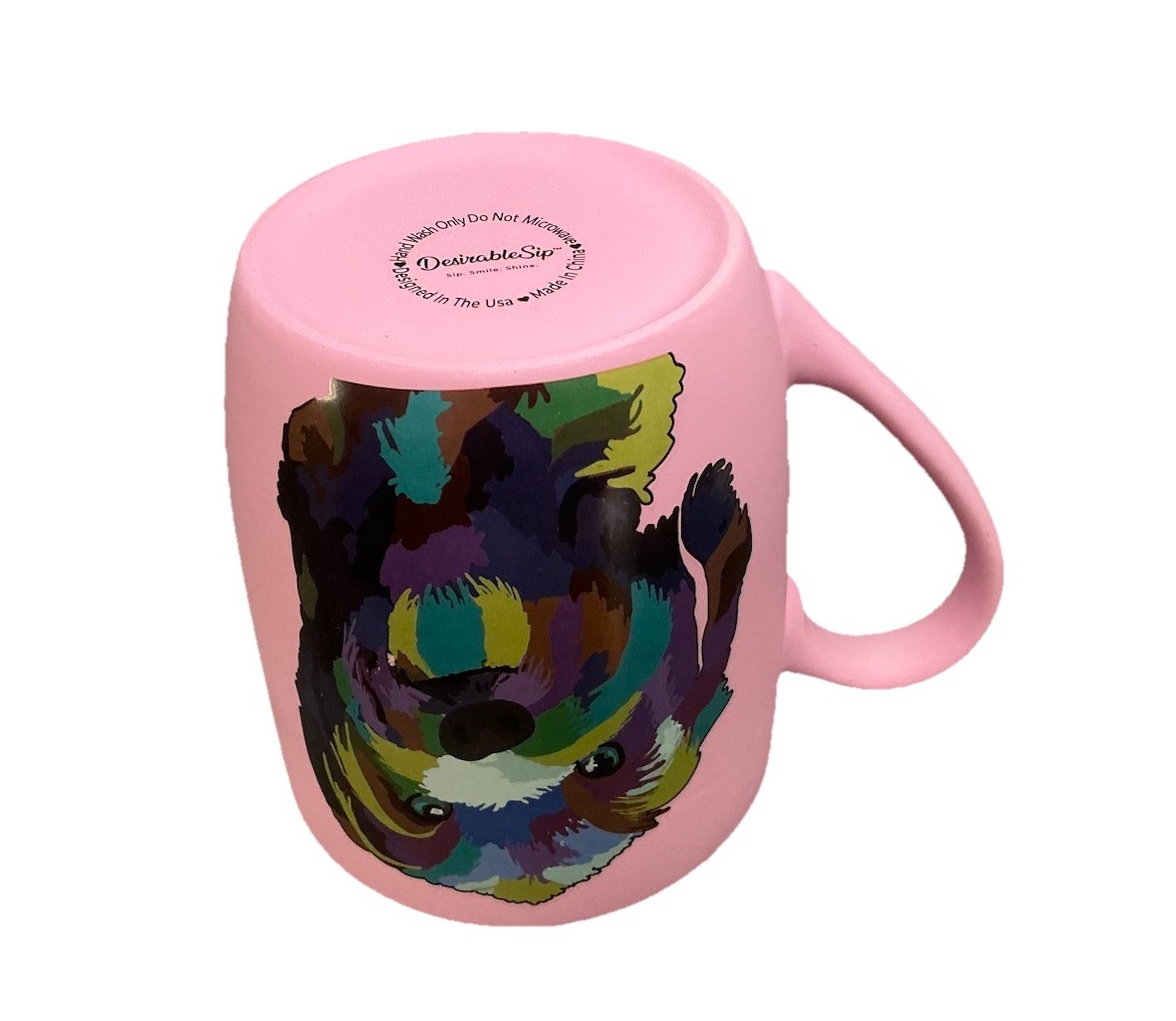 DesirableSip Colorful Pop Art Style Artistic Dog Portrait 18oz. Pink Coffee Mug