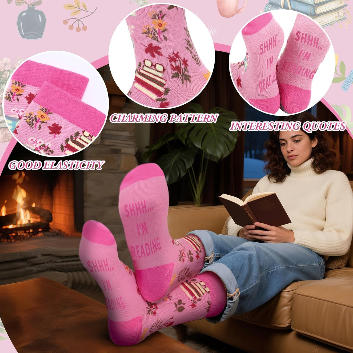 4 Pcs Book Lovers Gifts for Women Book Gift Include 60″ X 50” Reading Blanket 1