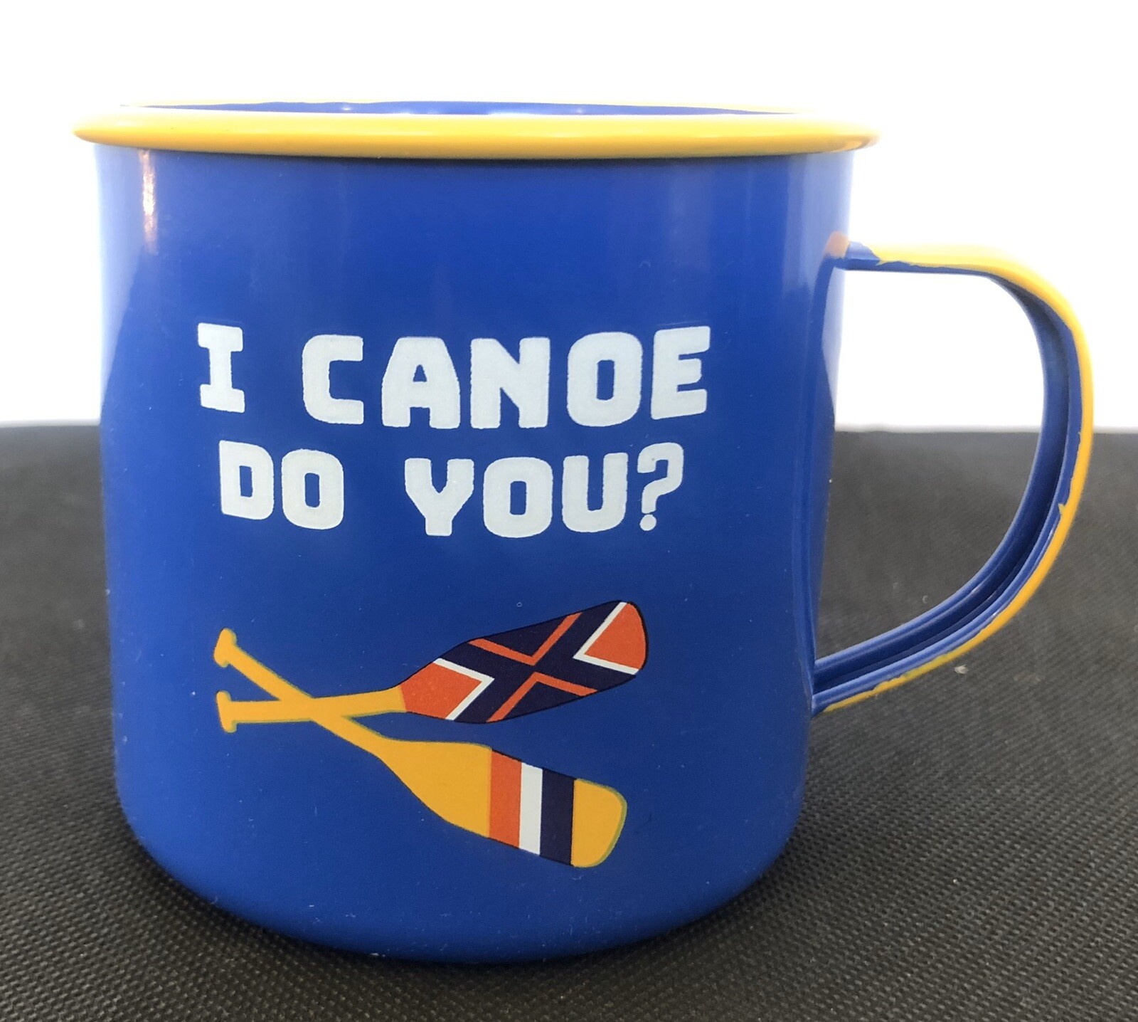 x2 I Canoe Do You Metal Camping Coffee Mug Rustic Blue holds 16 FL OZ