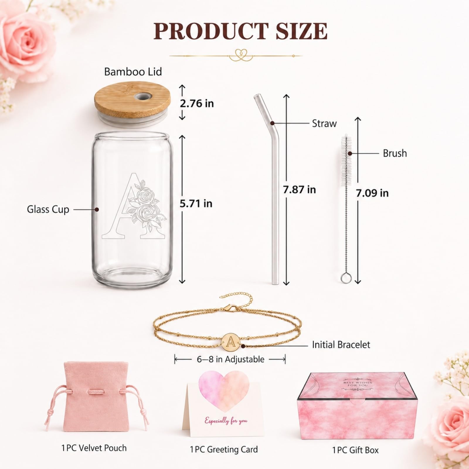 Bridesmaid Gifts for Women, Glass Cup and Bracelet Gift Set, Bridal Party Gif…