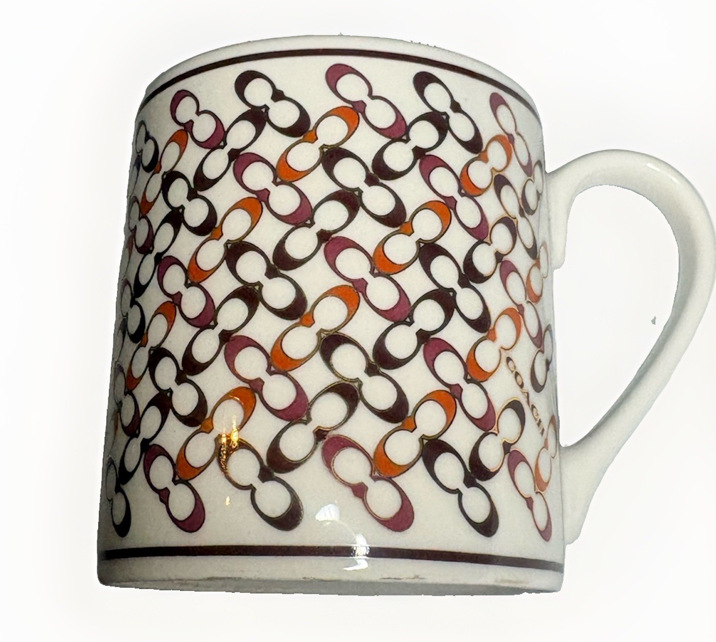 Designer Coach Coffee Mug Cup Signature Monogram Logo