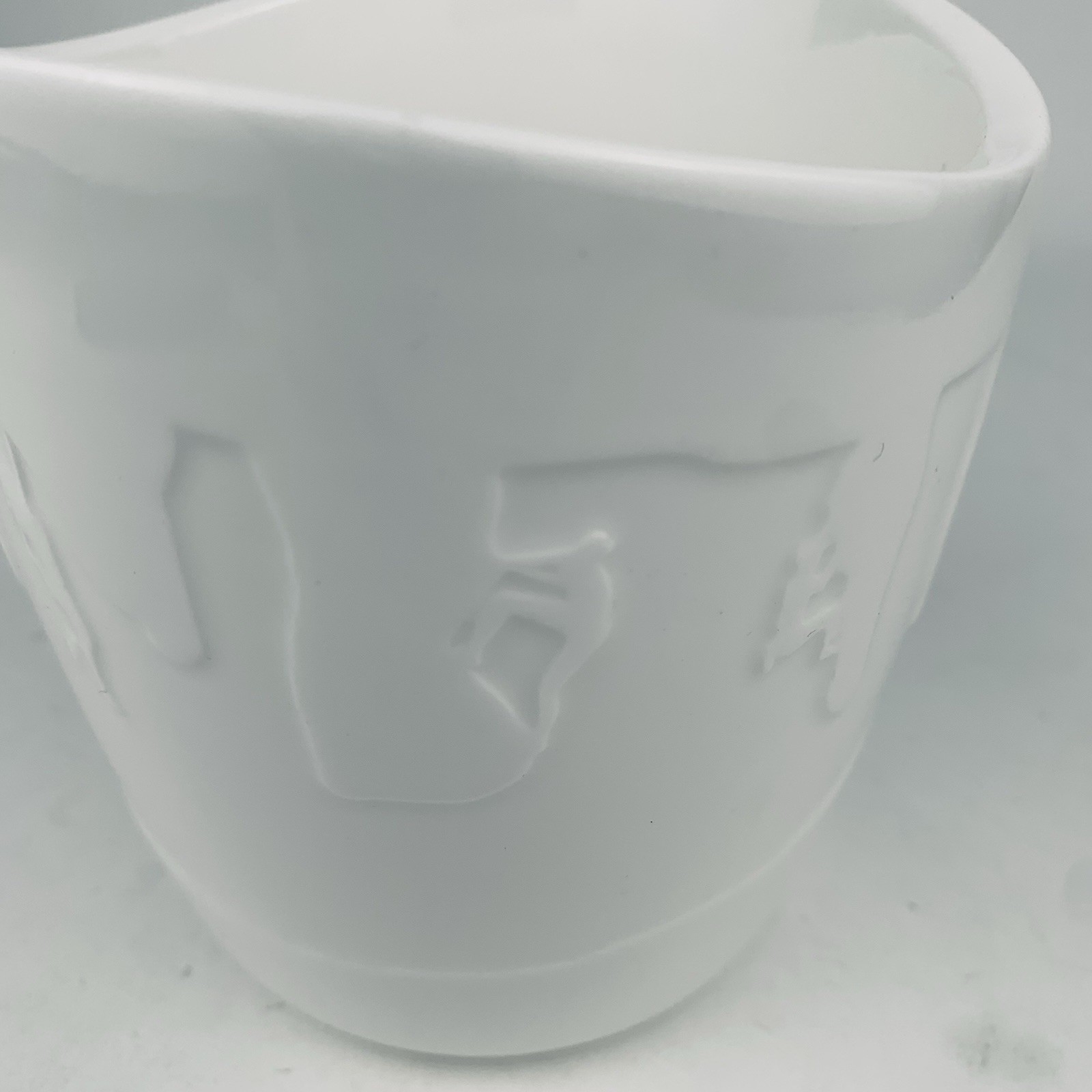 Rock Climbing Coffee Mug White w/ Blue Rock Pinch Handle Two Stones Tea Cup