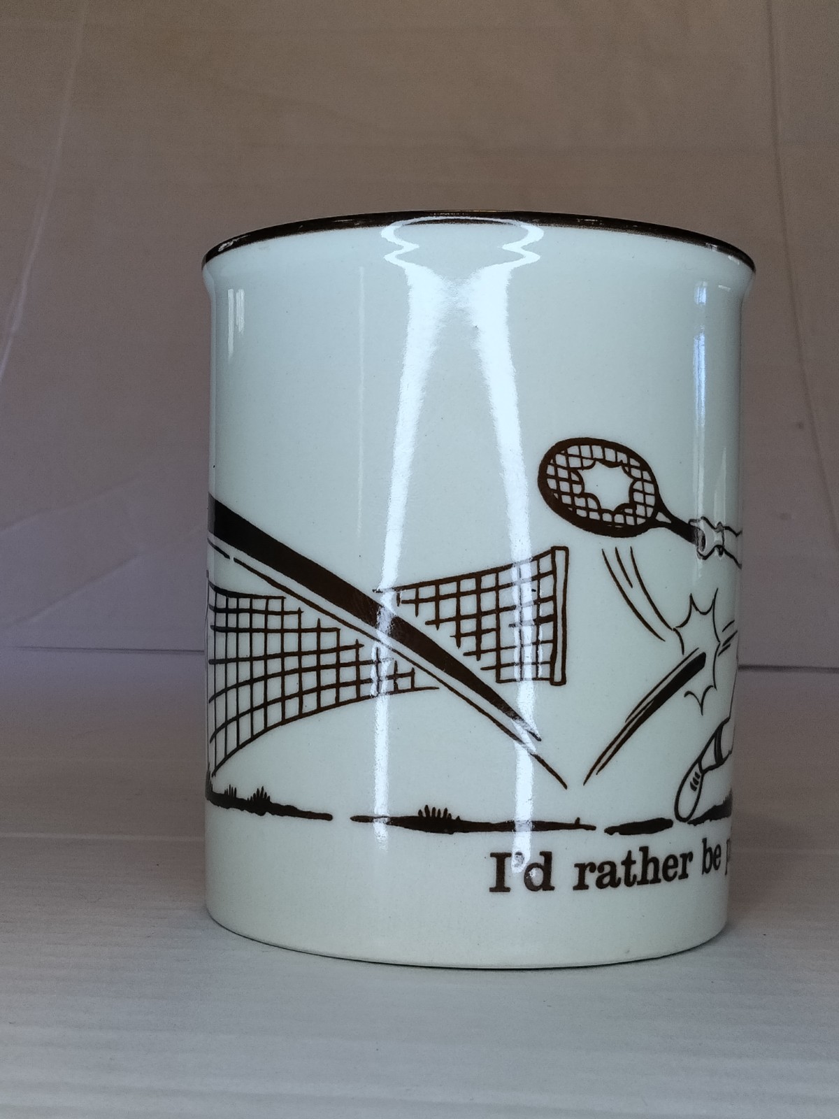 Vintage Coffee Mug Tennis Sports Fan Funny Humorous Gift Made In Japan