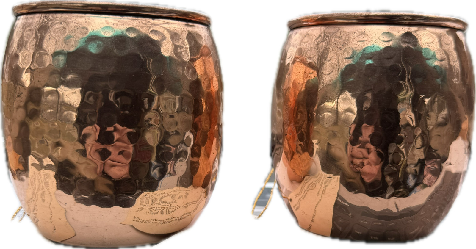 OLD DUTCH INTERNATIONAL PAIR HAMMERED COPPER BRASS NICKLE MOSCOW MULE 16-OZ MUGS
