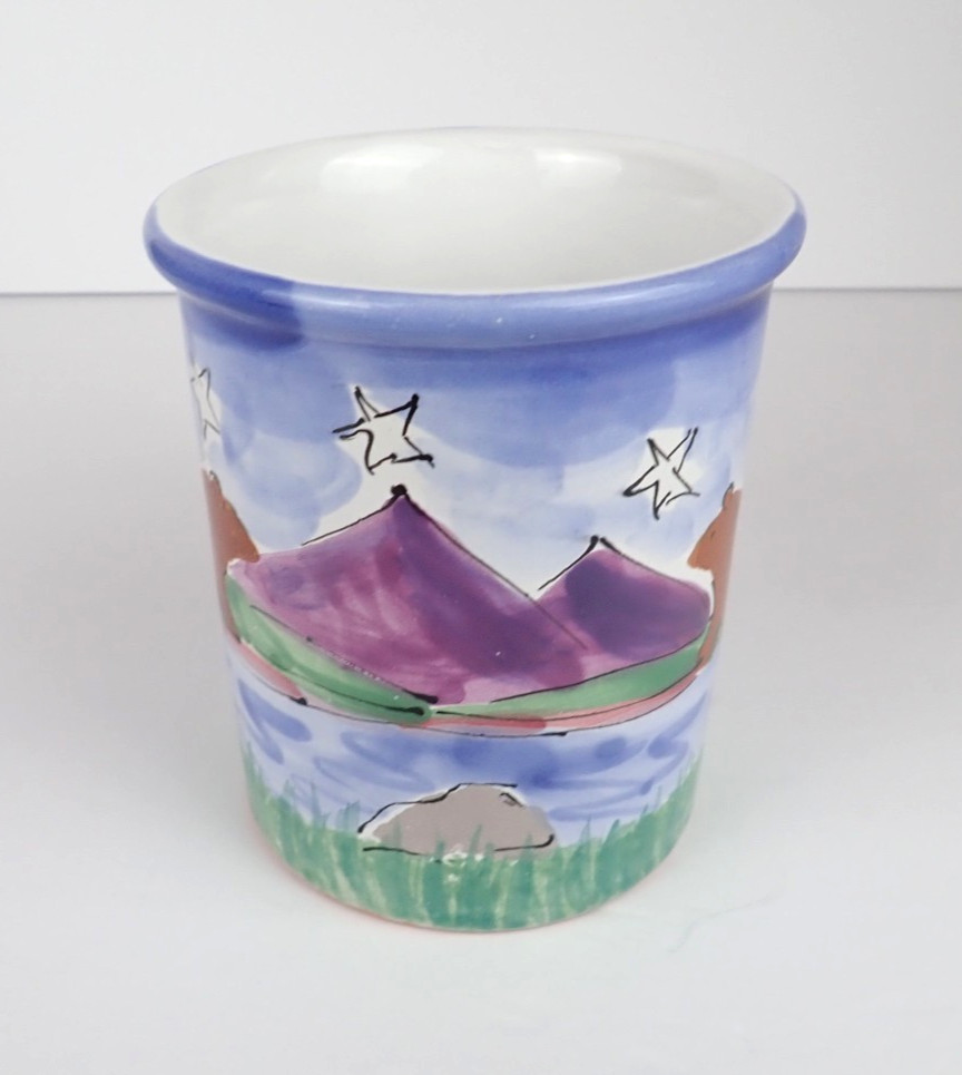 Mesa International Handcrafted Mug 21oz Hand Painted Signed Bears Salmon Outdoor