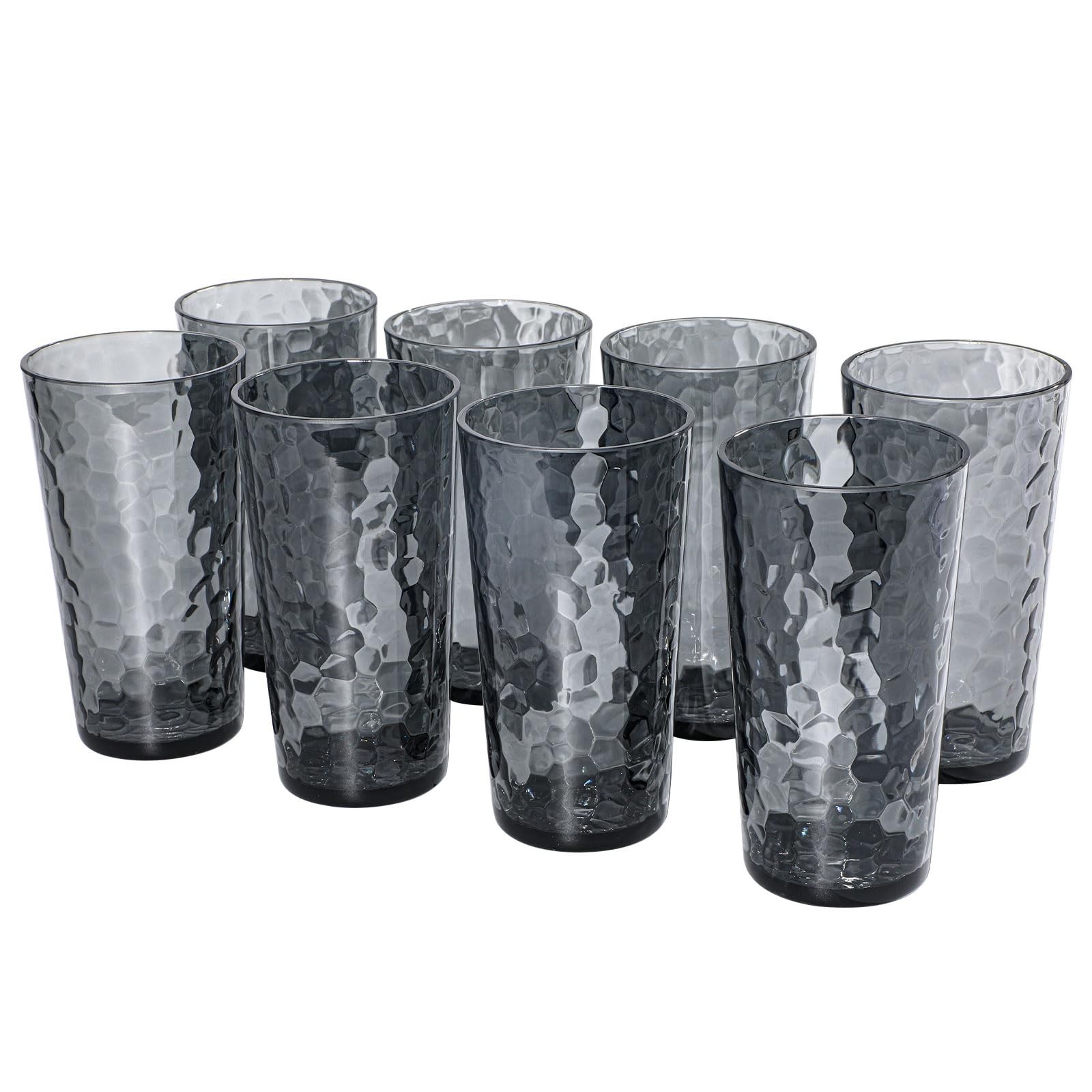 BPA-Free Plastic Tumblers 8 Pack (8x22oz) | Reusable Dishwasher Safe | Stacka…