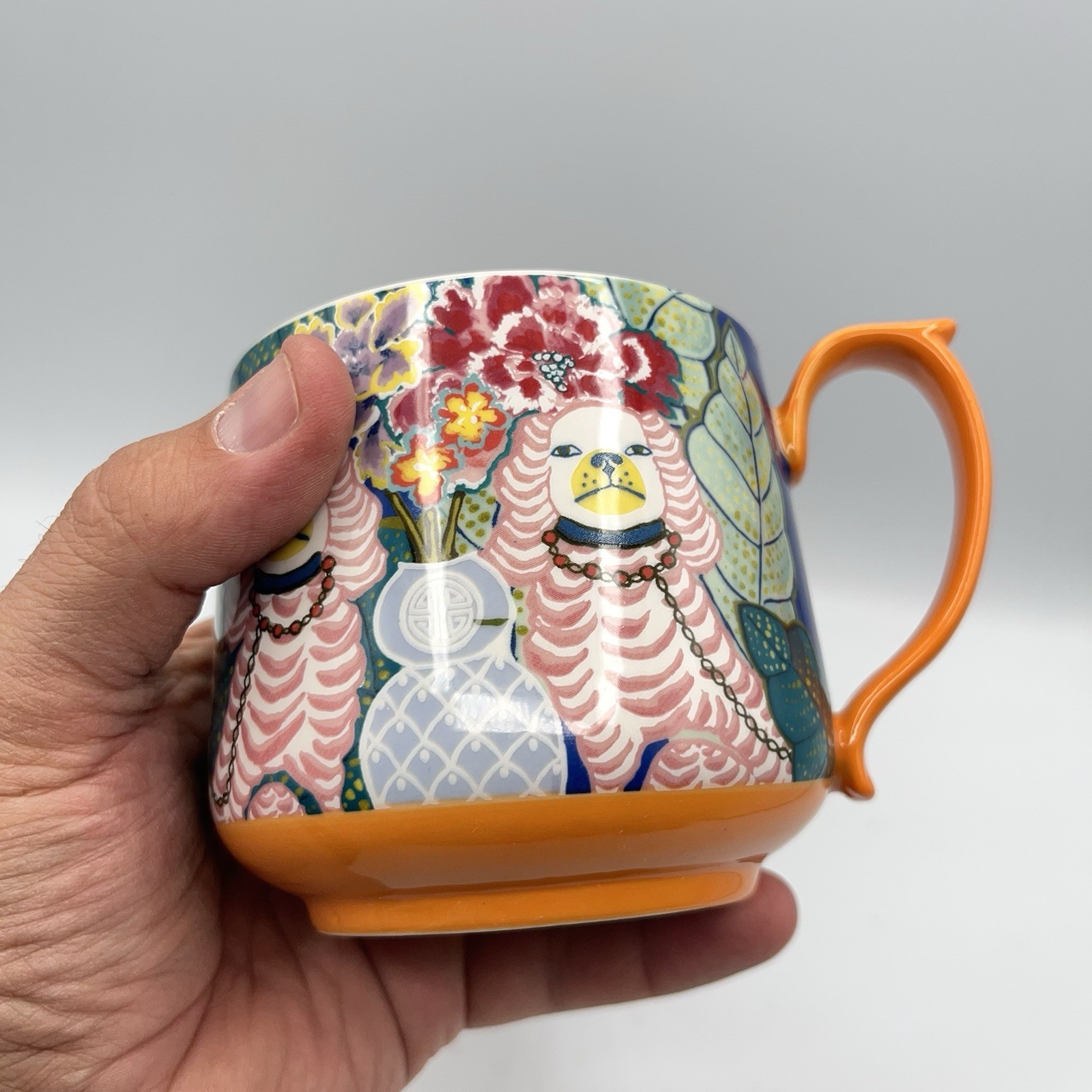 Anthropologie Paige Gemmel Animals Staffordshire Dog Coffee Tea Mug Floral Art