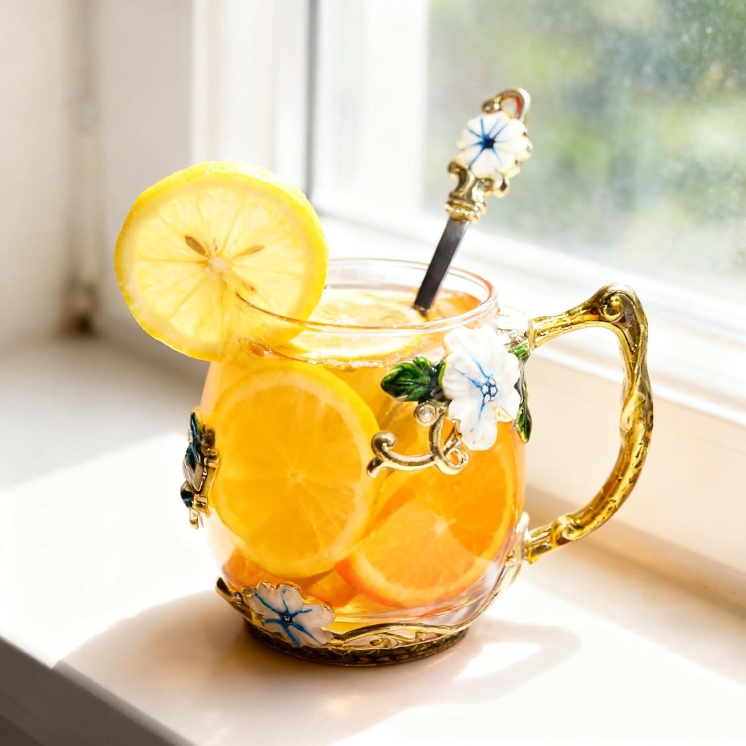 12oz Elegant Glass Mug with Butterfly Design – Ideal for Hot & Cold Drinks
