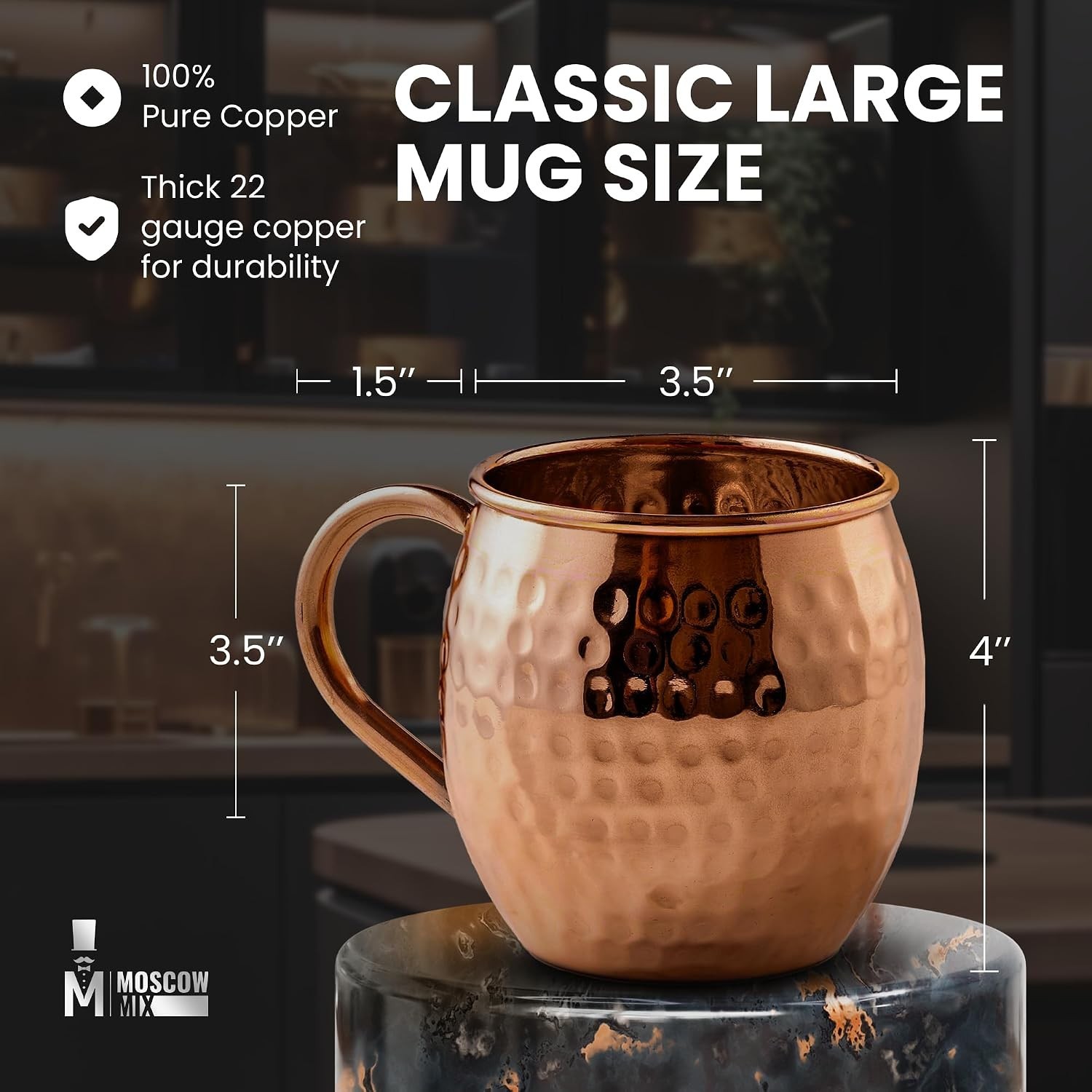 Moscow Mule Mugs – Set of 4-100% Pure Copper Mugs Large 16 oz – Food Safe – …