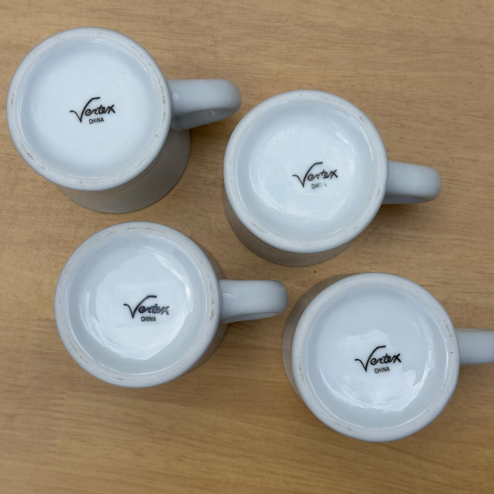 Vertex China – Bone White Restaurant Style Mugs – 8 oz – Lot Of 4
