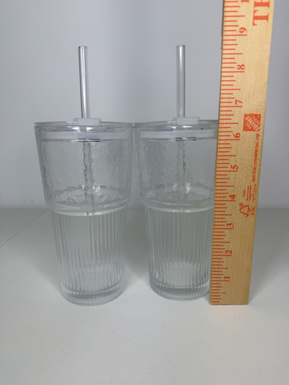 20 Oz Tumblers Glass Cups With Lids and Straws 2 Pack For Water Iced Coffee Tea