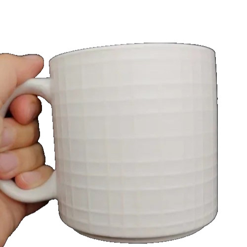 Potter’s Corner Large White Geometric Minimalist Art Deco 14oz Mugs-Set of 2