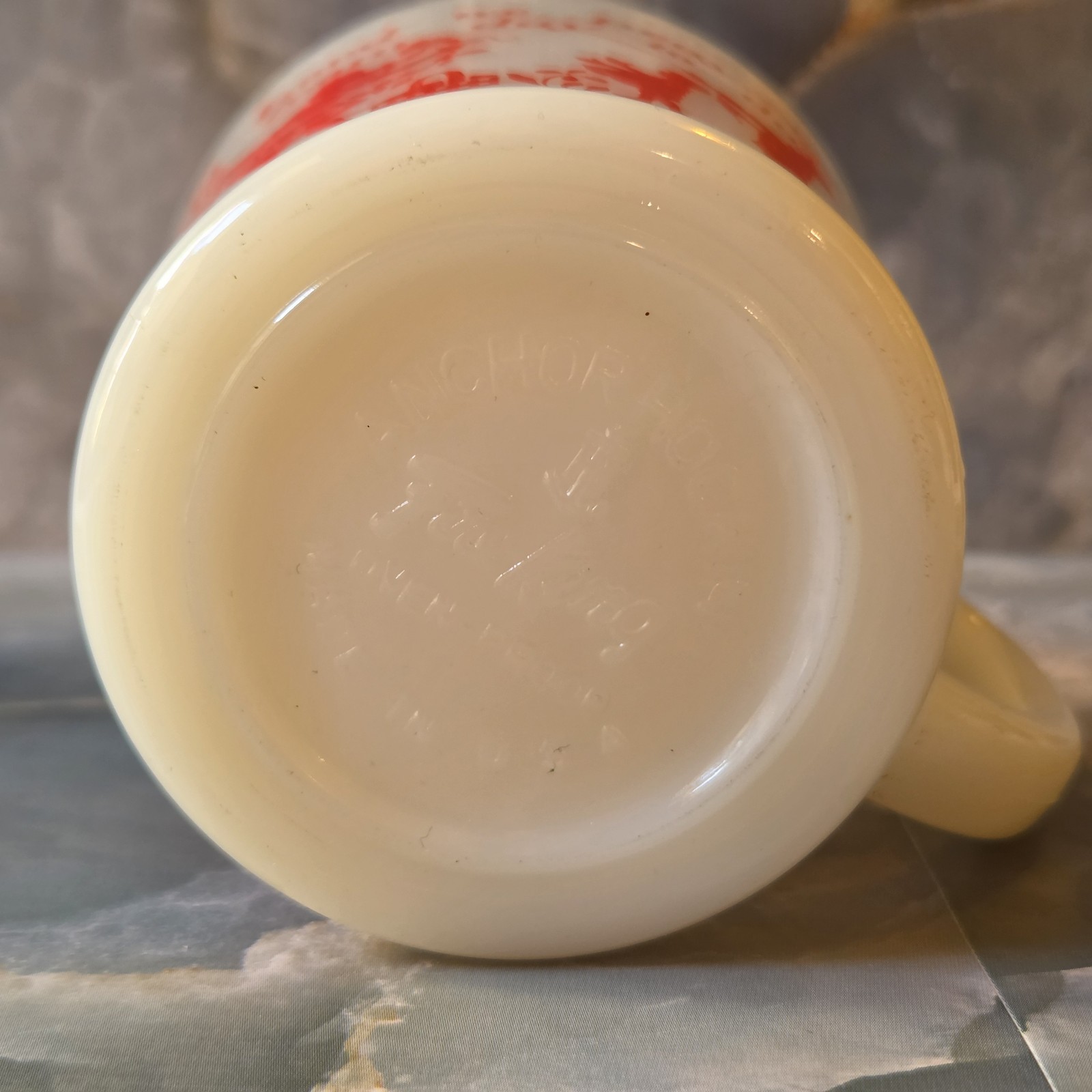 Vintage Fire King Anchor Hocking Milk Glass Coffee Cup Mug Bless This Food Lord