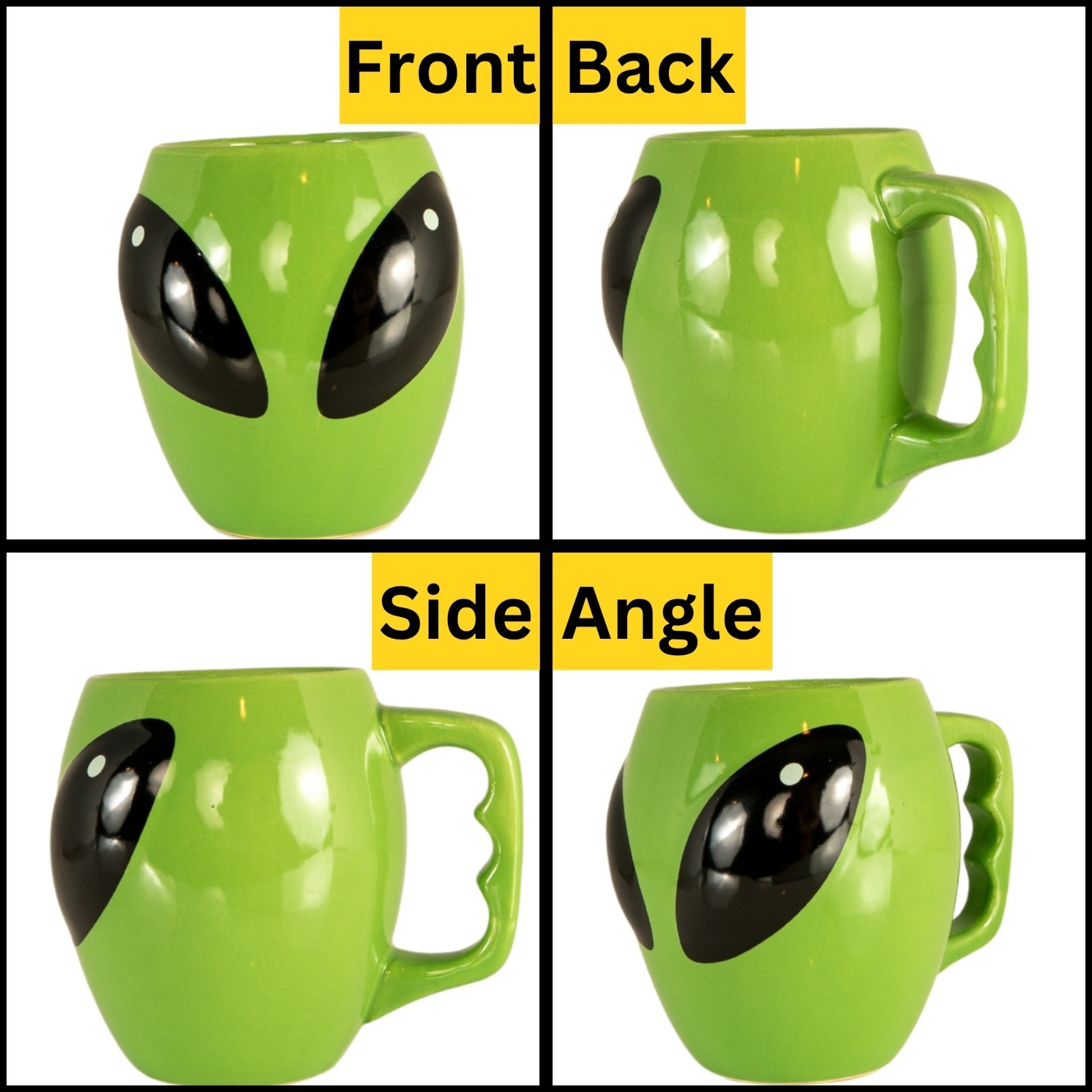 Alien Head Ceramic Coffee Mug Sci-Fi Space UFO Lover Novelty Green Mug Cup