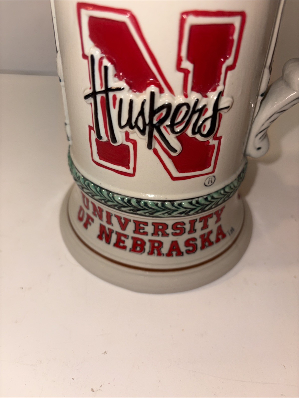 VINTAGE UNIVERSITY OF NEBRASKA MUG STEIN CORNHUSKERS 7.5” POTTERY LARGE