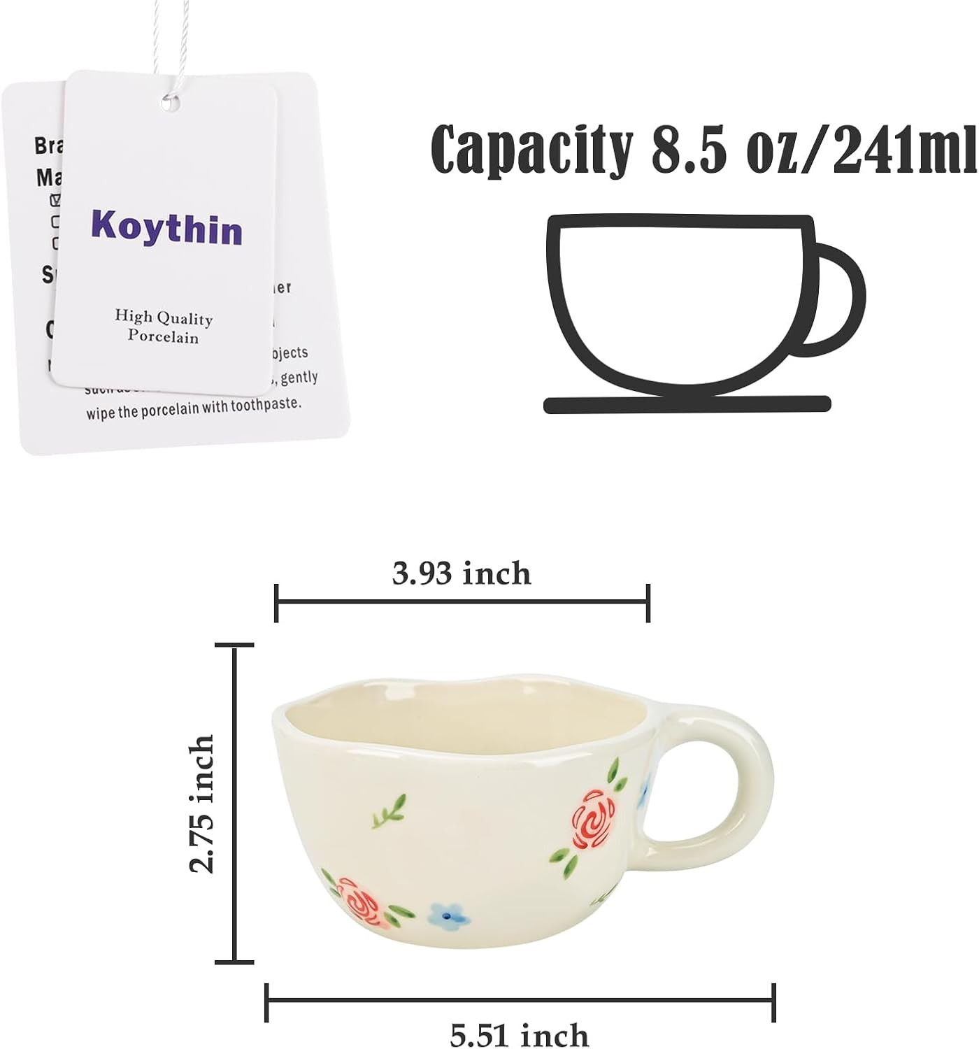 Ceramic Coffee Mug, Handmade Hot Chocolate Mugs, Cute Cup for Girl Women, Aesthe