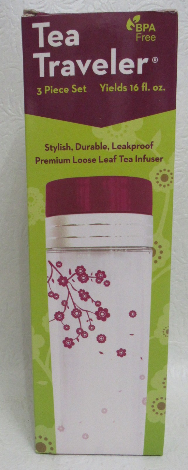 Tea Traveler Infuser 3 Piece Set 16 oz Mug w/ Loose Leaf Strainer & Lid New
