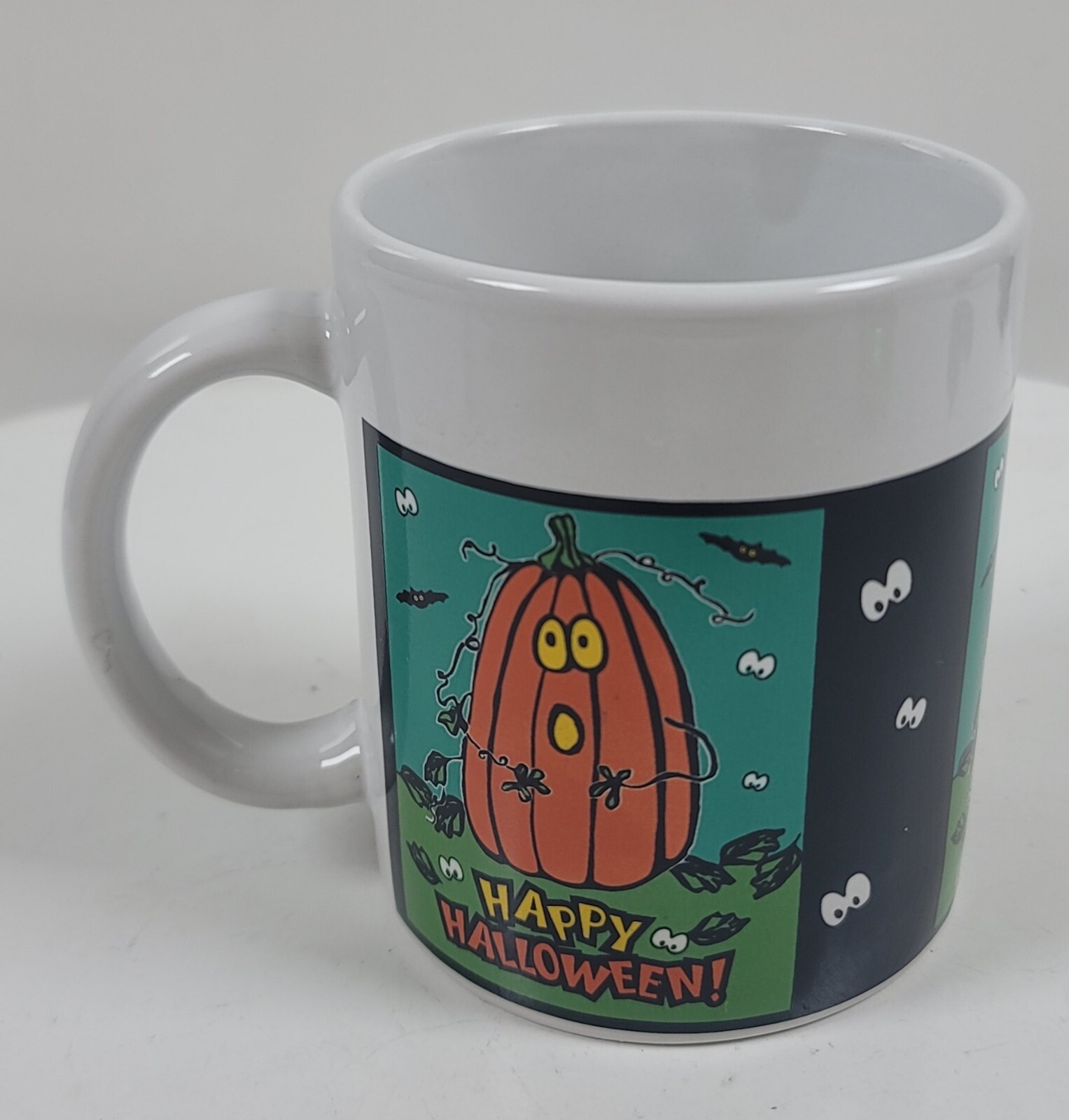10 oz Ceramic Mug ~Happy Halloween w/Pumpkin & Eyes~ by Sherwood