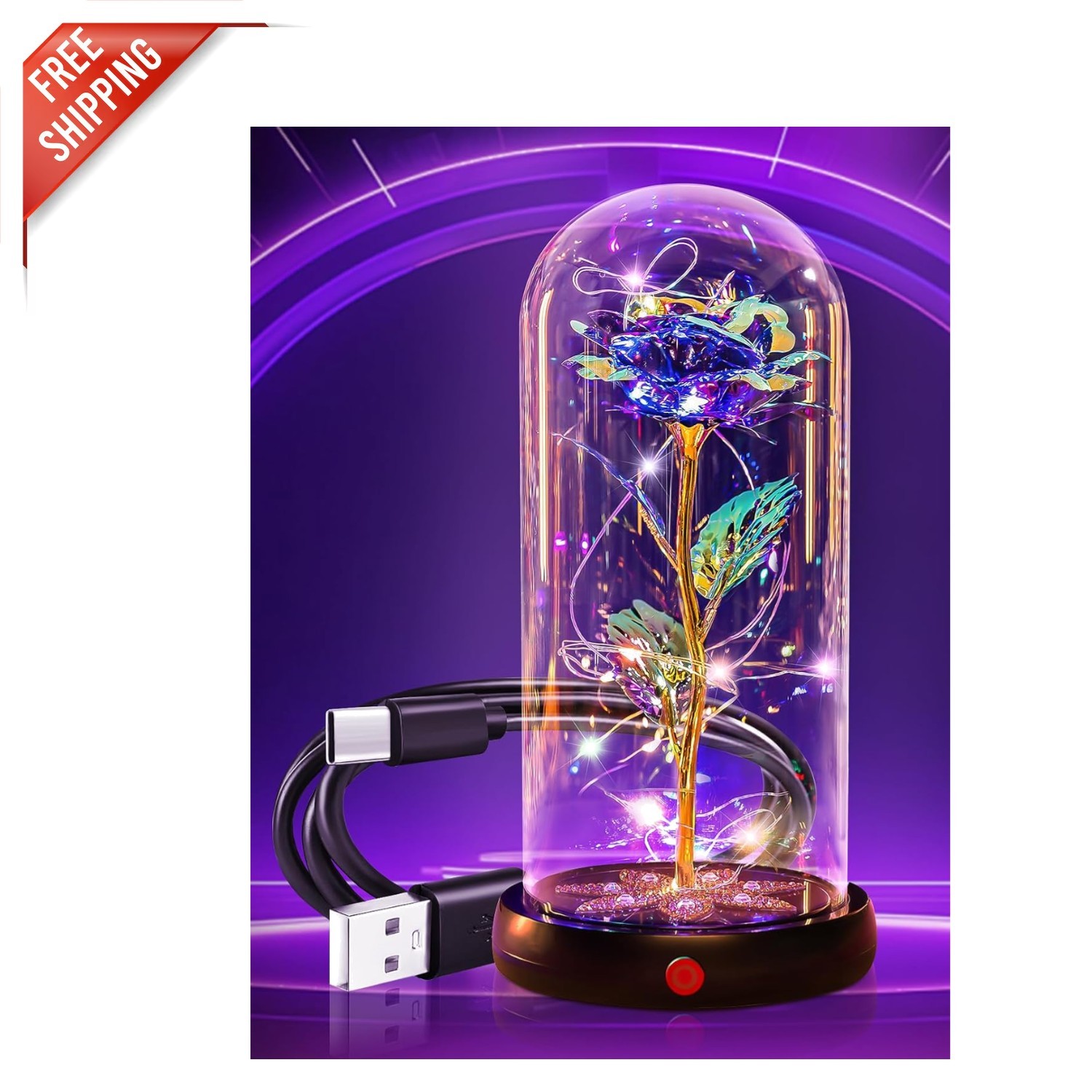 Forever Glass Rose with Touch-Sensitive Lighting – Gift for Moms and Daughters