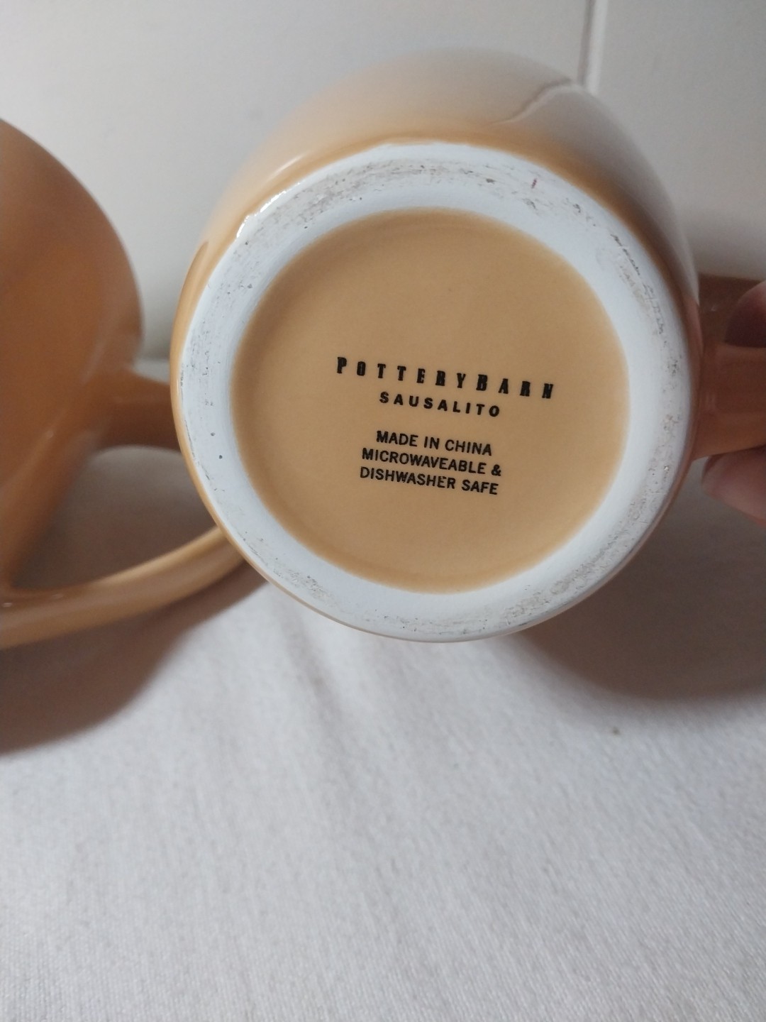Pottery Barn Sausalito Amber Yellow 4.5” Coffee Mugs 2 USED – RETIRED
