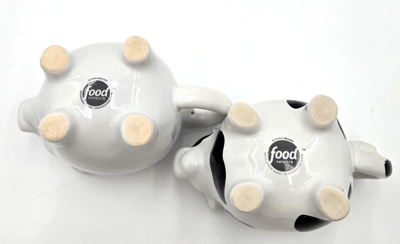 Food Network Cow & Pig Stoneware Coffee Mug Cup Set Farm Animal 12oz Tail Handle