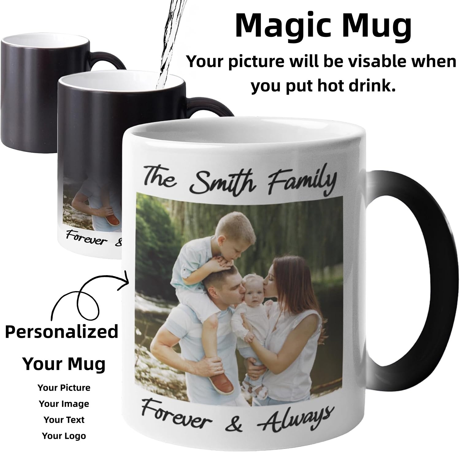 Personalized Coffee Mug, Custom Pictures & Text & Pattern Magic Ceramic Mug 11oz