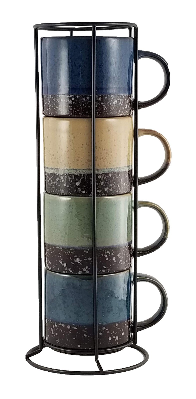 4 Piece 14 oz Stackable Ceramic Coffee Mug Set